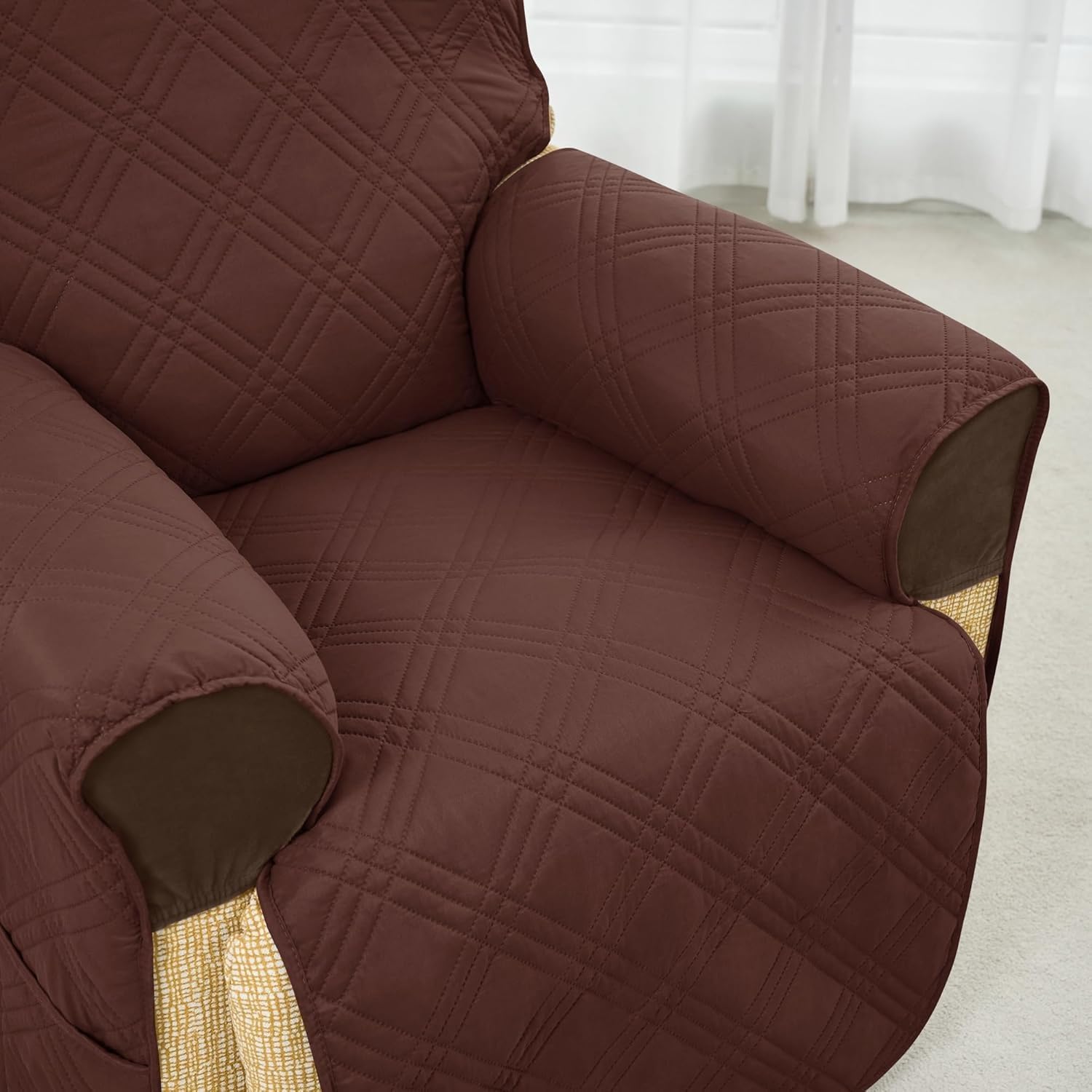 Copripoltrona 1 Posto Impermeabile Copri Poltrona Relax Reclinabile Elettrica Con Braccioli, Copri Poltrona Elettrica Antiscivolo Universale Antigraffio Antimacchia(Wine red)