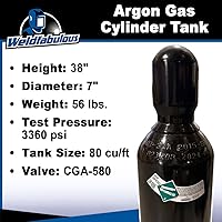 Vista 3 de 80 cu/ft 100% Argon Cylinder Tank Welding Gas CGA 580 - FULL