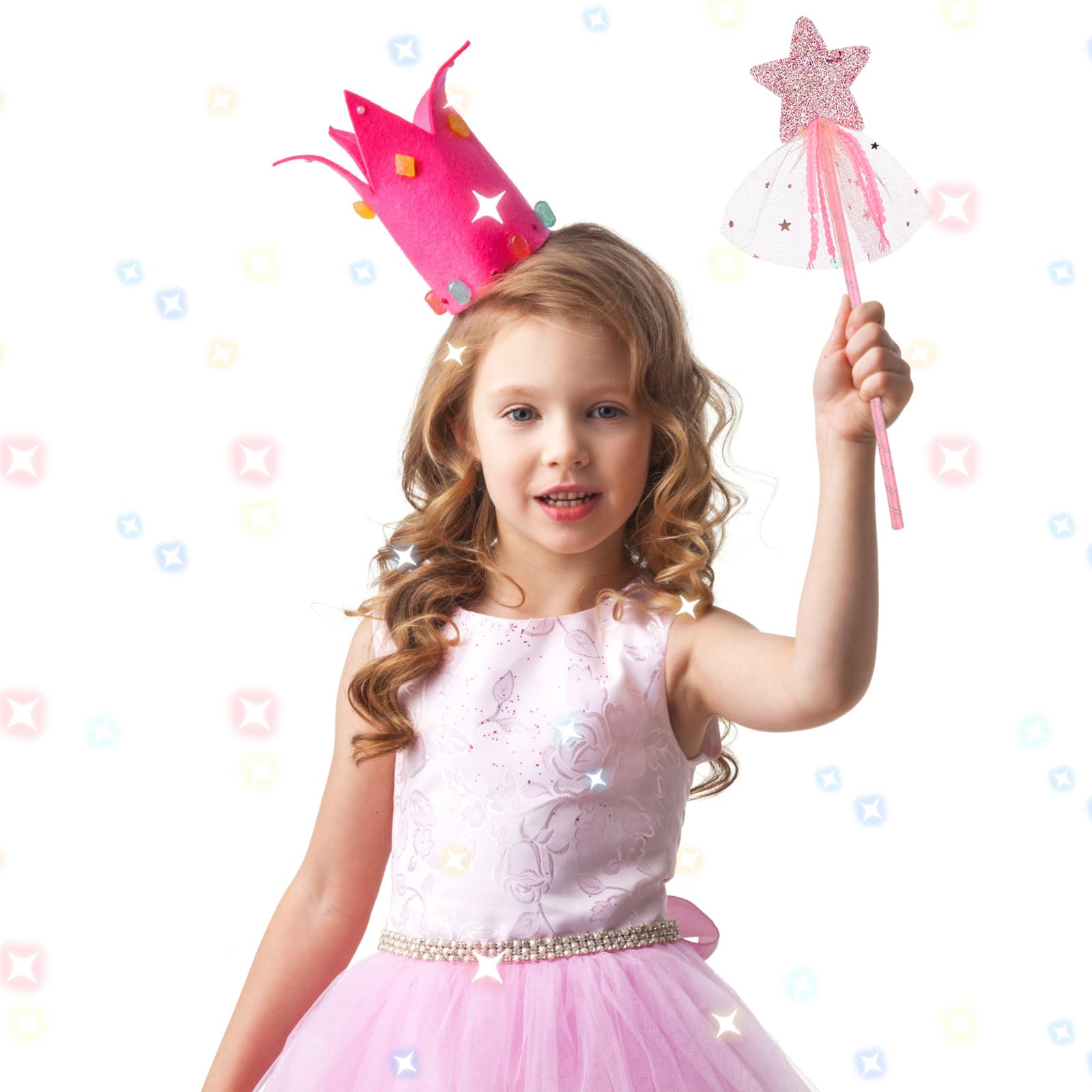 Abeillo 6Pcs Glitter Fairy Wands for Girls, Princess Star Magic Wands Fairy Dress-up Star Wand Costume Wands Kids' Costume Wand for Fairy Party Supplies 11 Inch - Image 4