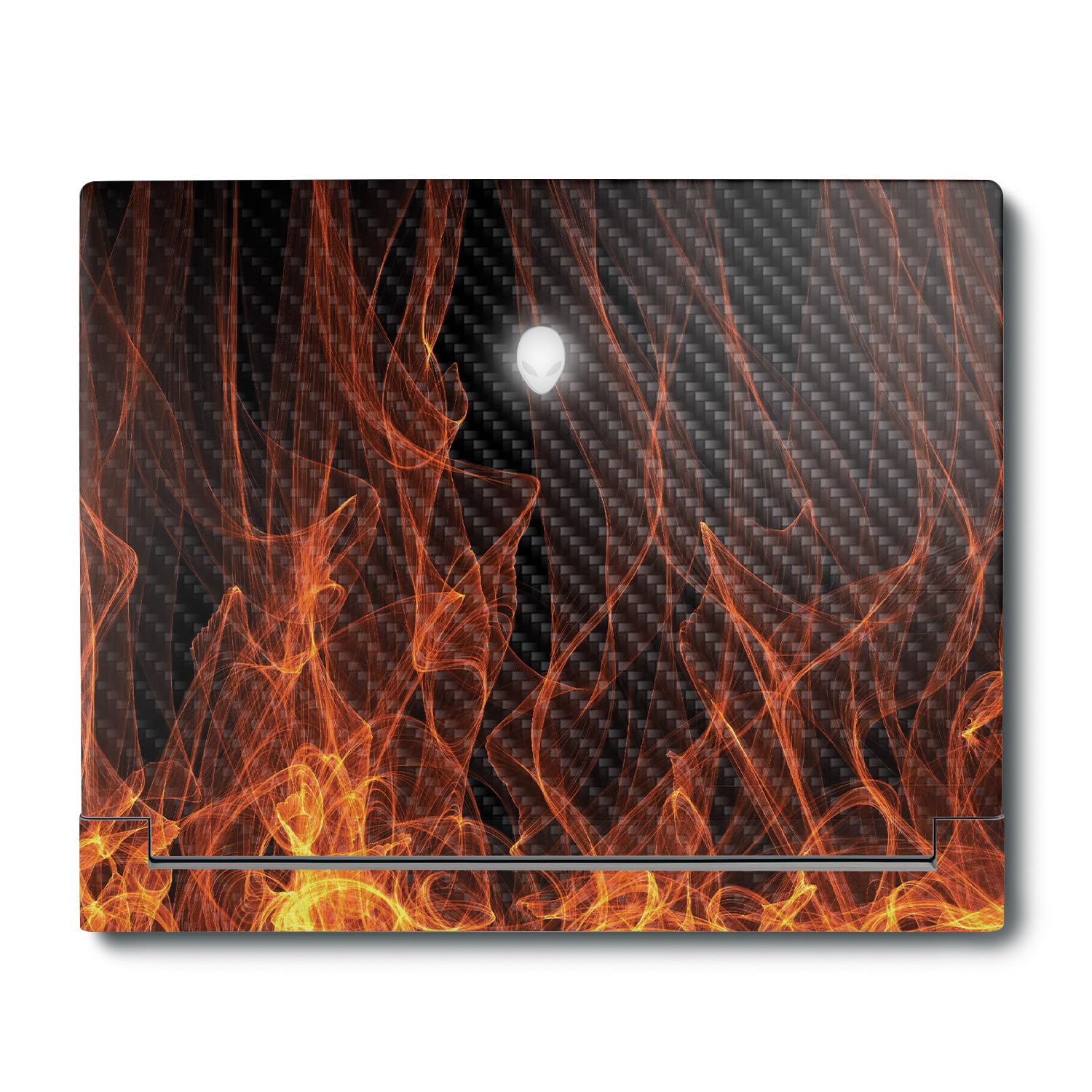 MightySkins Carbon Fiber Skin Compatible with Alienware X16 R1 (2023) Full Wrap Kit - Charcoal Flames | Protective, Durable Textured Carbon Fiber Finish | Easy to Apply | Made in The USA