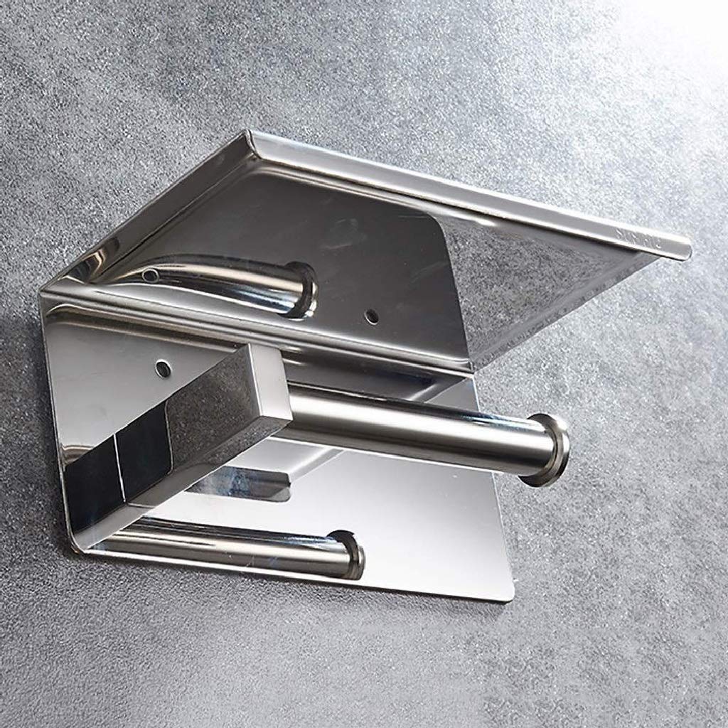 Stały uchwyt na papier toaletowy, Stainless Steel Toilet Paper Holder With Shelf Wall Mounted For Bathroom 190x115x94mm
