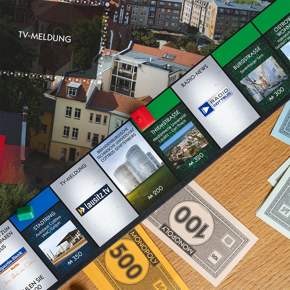 Monopoly Cottbus – Stadt-Edition von Winning Moves | Brettspiel mit Cottbus-Straßen & Sehenswürdigkeiten | Familienspiel für 2–6 Personen ab 8 Jahren | Geschenkidee & Souvenir