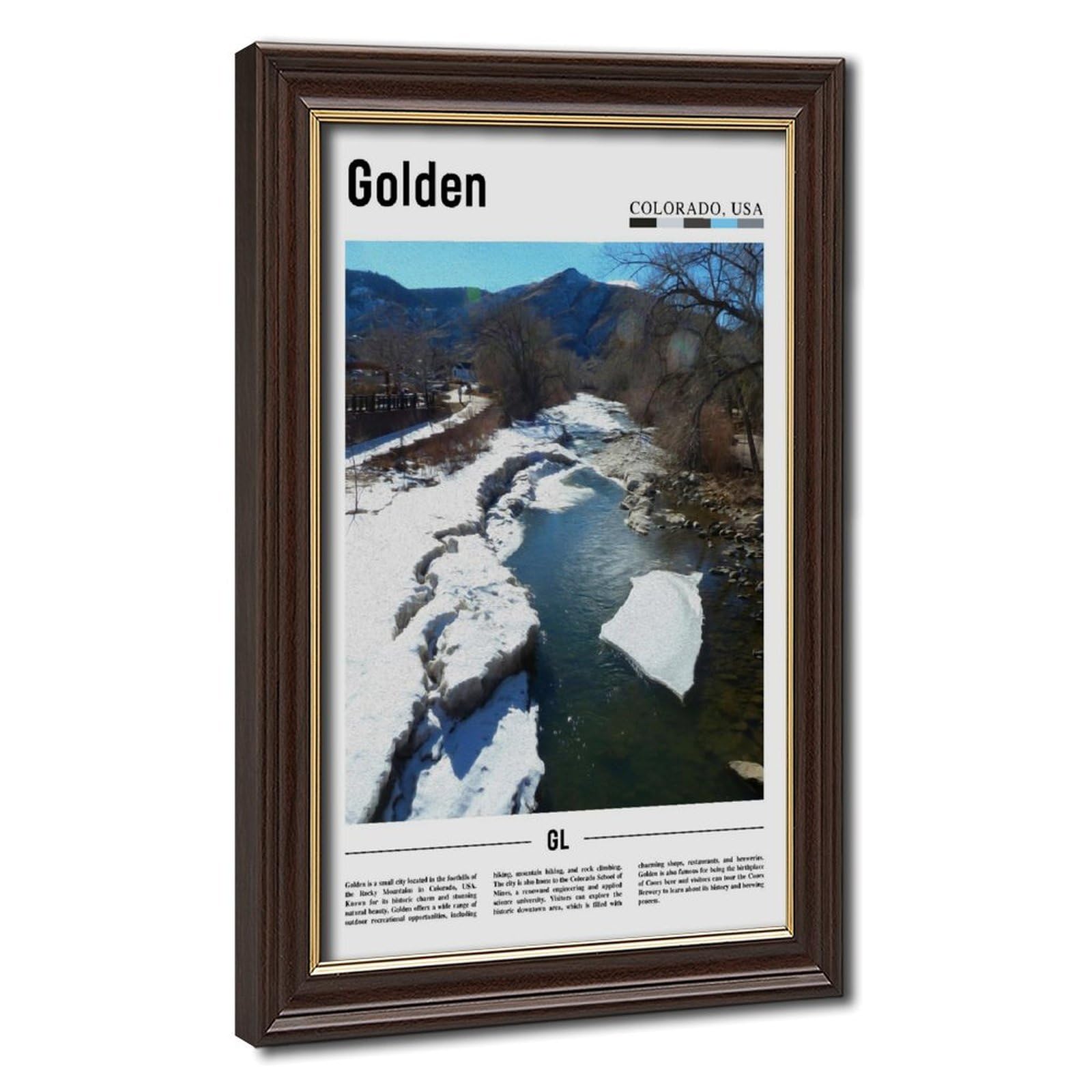 Wcyb Mokume Gane Frame Golden Colorado The United States Of America Scenery Travel Posters Prints Canvas Deco Paintings Wall Art Hangable Frame 24" L X 36" W