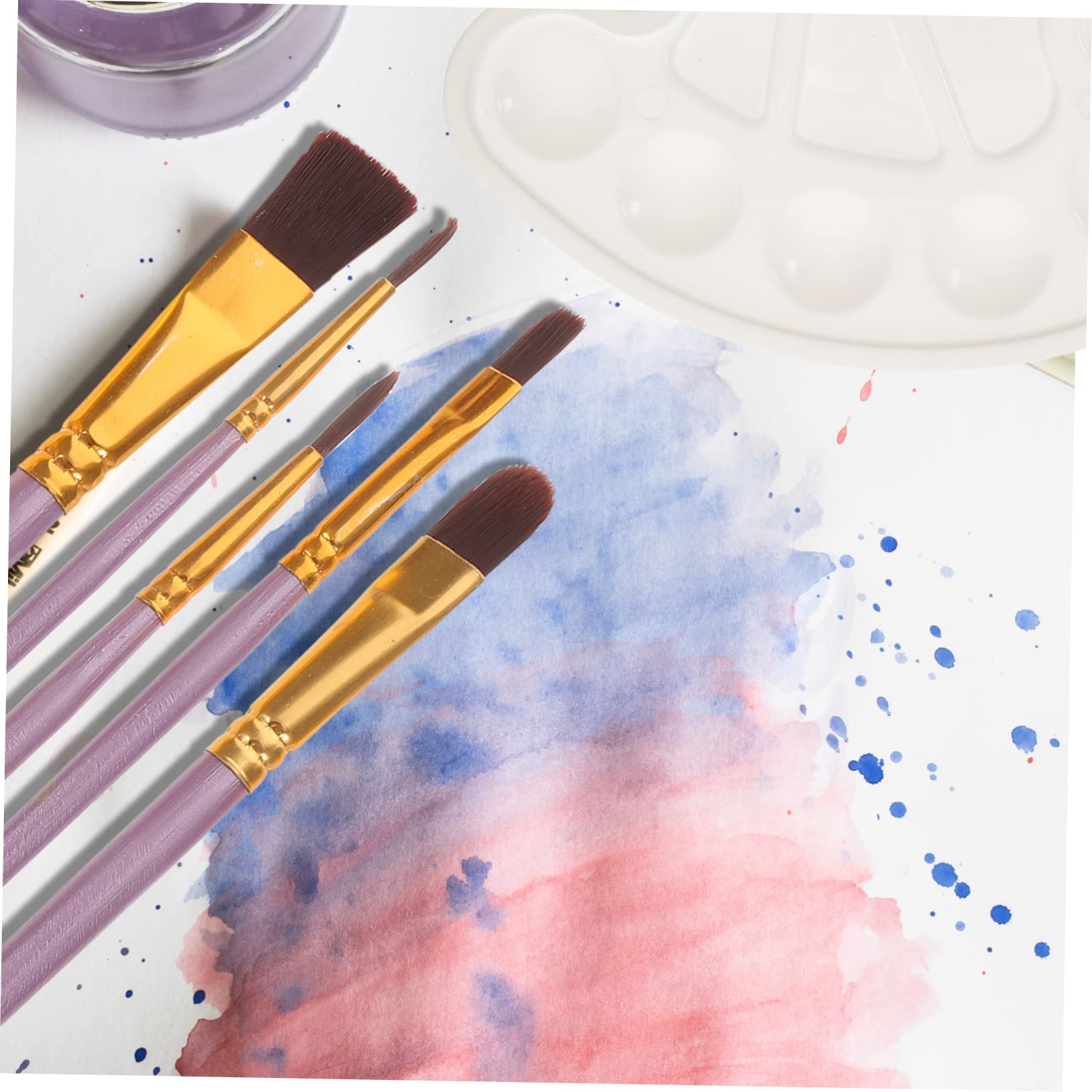 NUOBESTY 5 Set di Pennelli per Pittura Artistica Kit di Pennelli per Pittura Dettagliata con Piastra in Legno Pennello Versatile per Pittura per Uso in a Casa