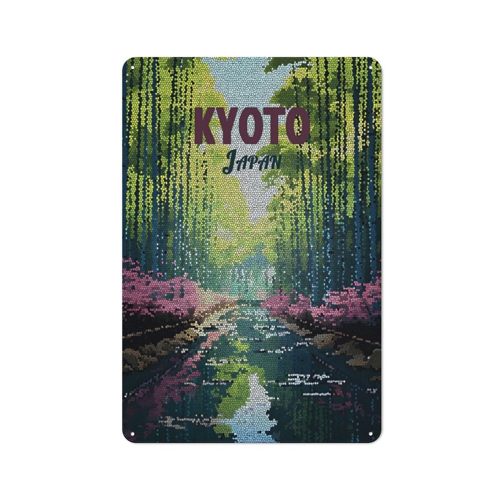 Junmoney Style-13 Vintage Kyoto Japan Mosaic Travel Art Metal Wall Art Sign 30X20cm, Old Style Wall Plaque For Bedroom, Office, Home Bar Or Dining Room