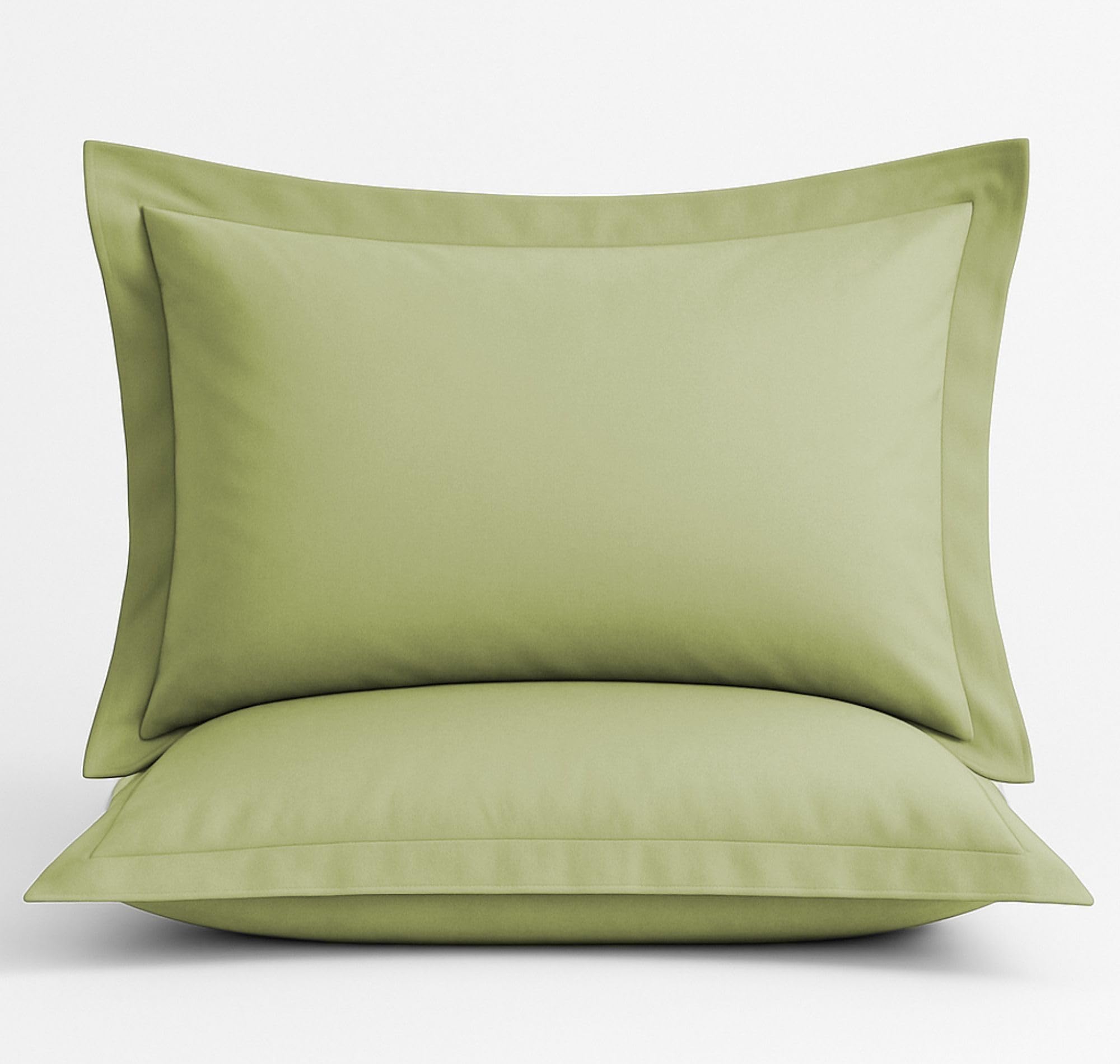BSB Homes® Luxury Cotton Solid Flanged Pillow Covers | Ultrasoft Breathable Flap Closure | Pack of 2 Pillow Covers King Size (Olive Green, 18 x 28 Inches)-image-14