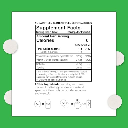 Miniatura 9 de RUN GUM Fruit Energy Gum 50 mg de cafeína, taurina y vitaminas B por pieza, 24 piezas (paquete de 12), 2 piezas  1 café o bebida energética, sin