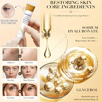 VALLEYGLOE Collagen Eye Cream for Dark Circles, Brightening Firming