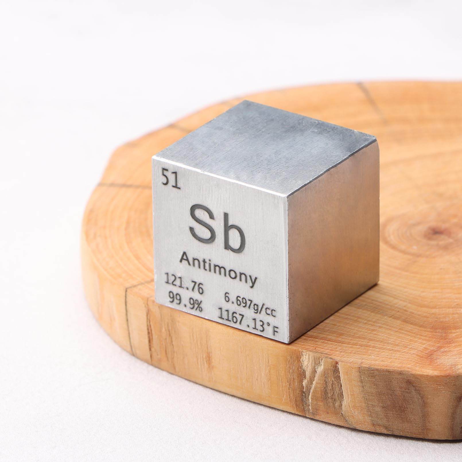 Cube antimoine de 25,4 mm en métal de 25,4 mm - En métal pur - Haute densité - Pour éléments - Collections - Laboratoire - Expérience - Matériel Loisirs