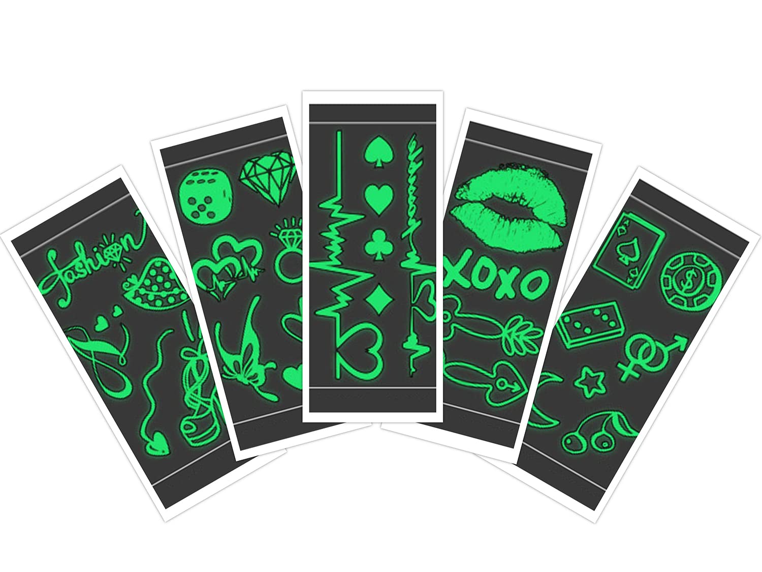 S.A.V.I 5PCS. Glow In Dark Temporary Tattoo Stickers for Adult Men Women, Luminous Fluorescent Tattoos Waterproof Fake Tattoo Body Art Water Transfer Stickers For Party Festival Club Decoration DIY-picture-55