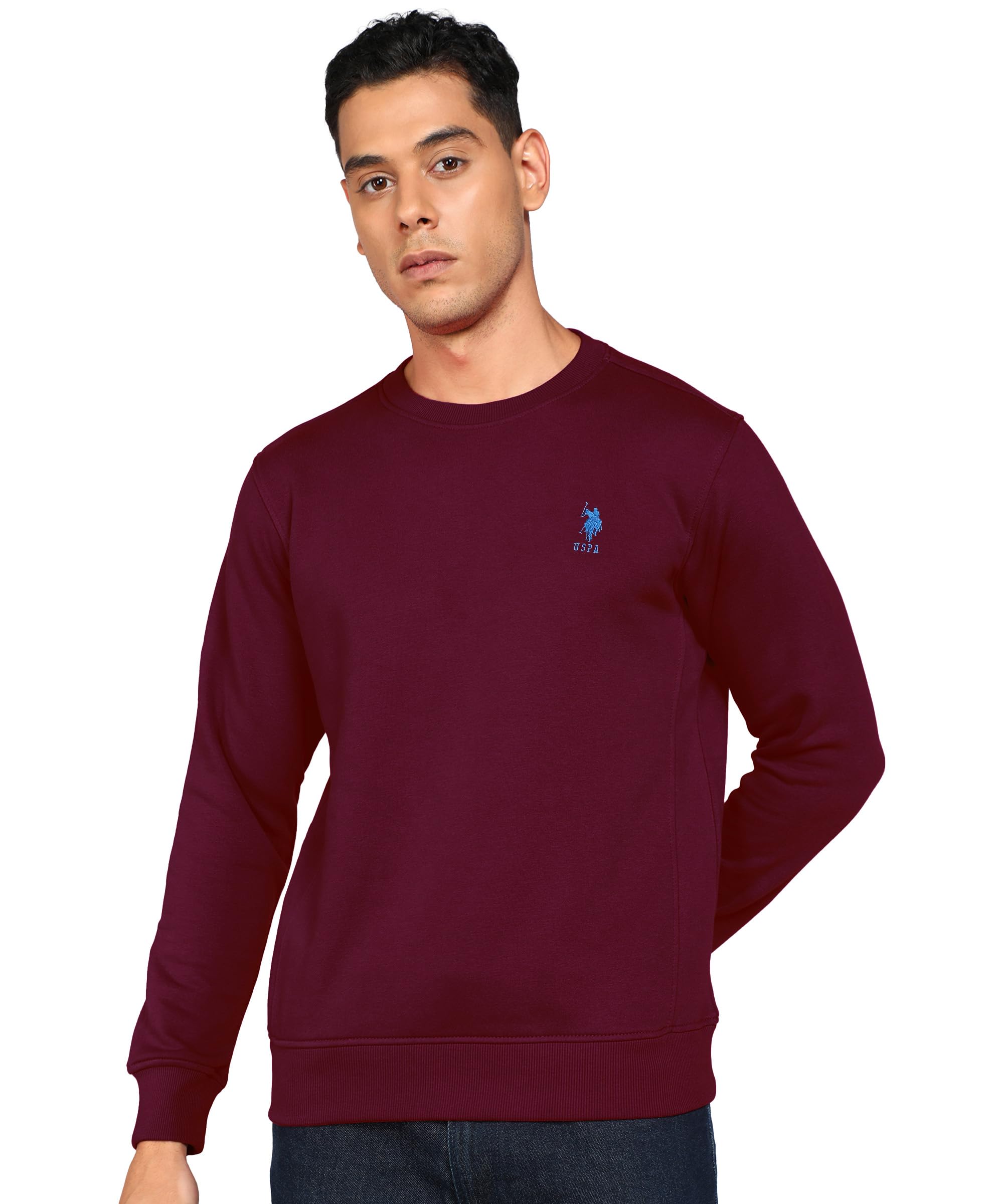 u.s. polo assn. Men's Plain/Solid Crew Neck Full Sleeves Cotton Rich Soft Fabric Sweatshirt with Side Pockets and Stay Warm Treatment-picture-45