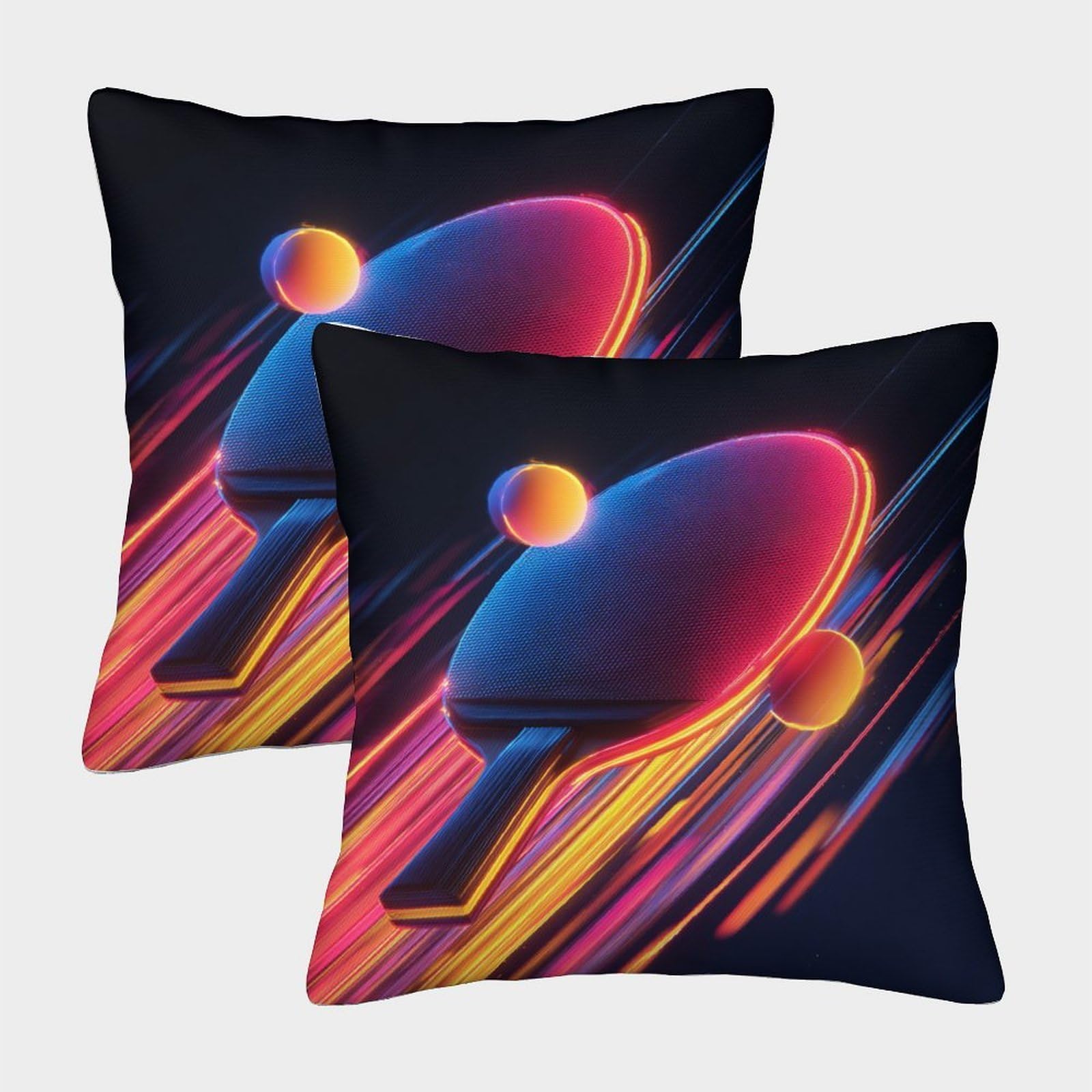QFVANSIYO Vivid 3D Printed Table Tennis Paddle Pillowcase Microfiber Bedroom Bedding Decor Table Tennis Pillow Cover for Adults Teens 40x40cm