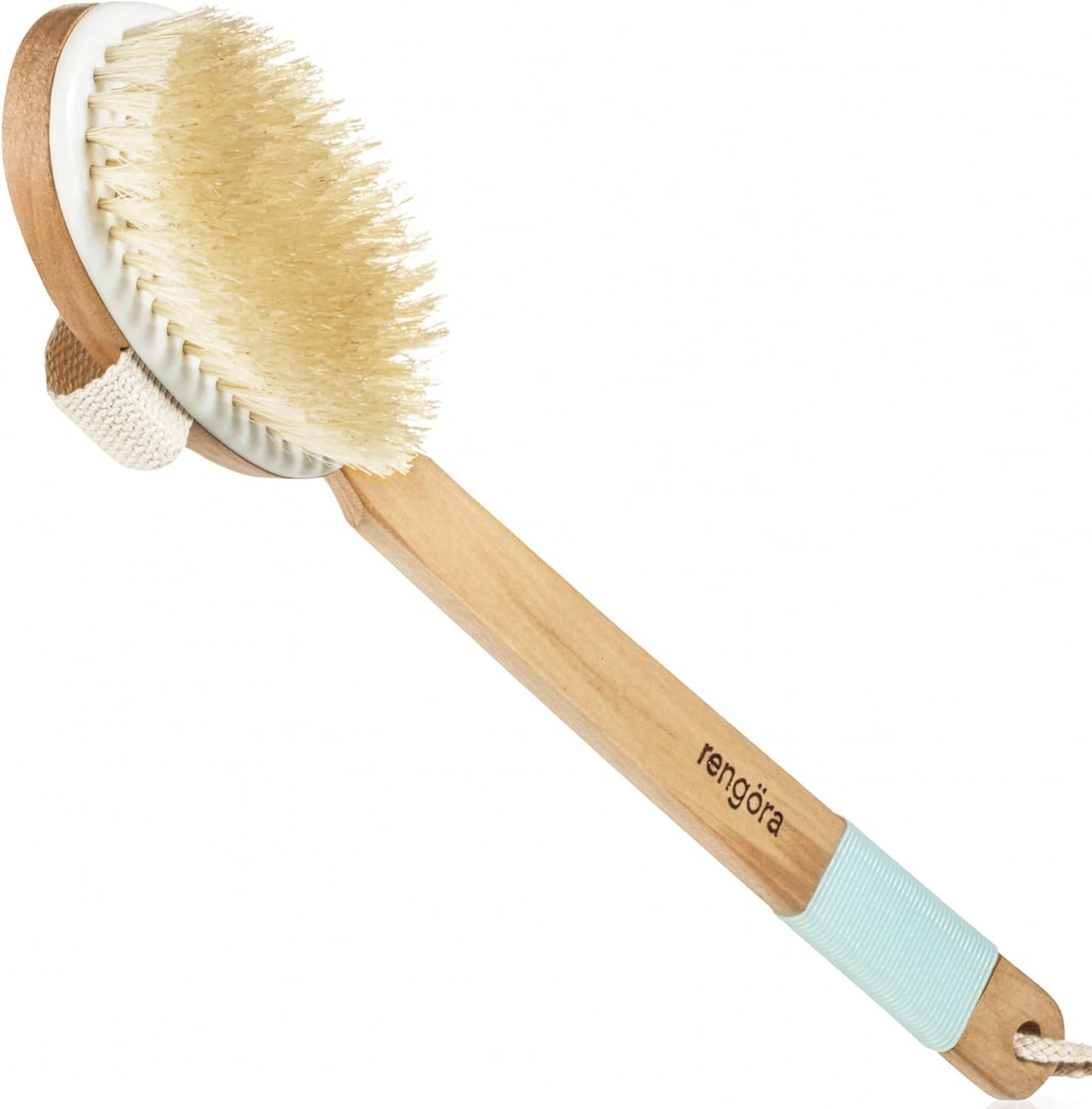 Dry Brushing Body Brush – Exfoliating Body Scrubber with Natural Boar Bristles, Detachable Ergonomic Long Handle – Great for Dry Skin Brushing
