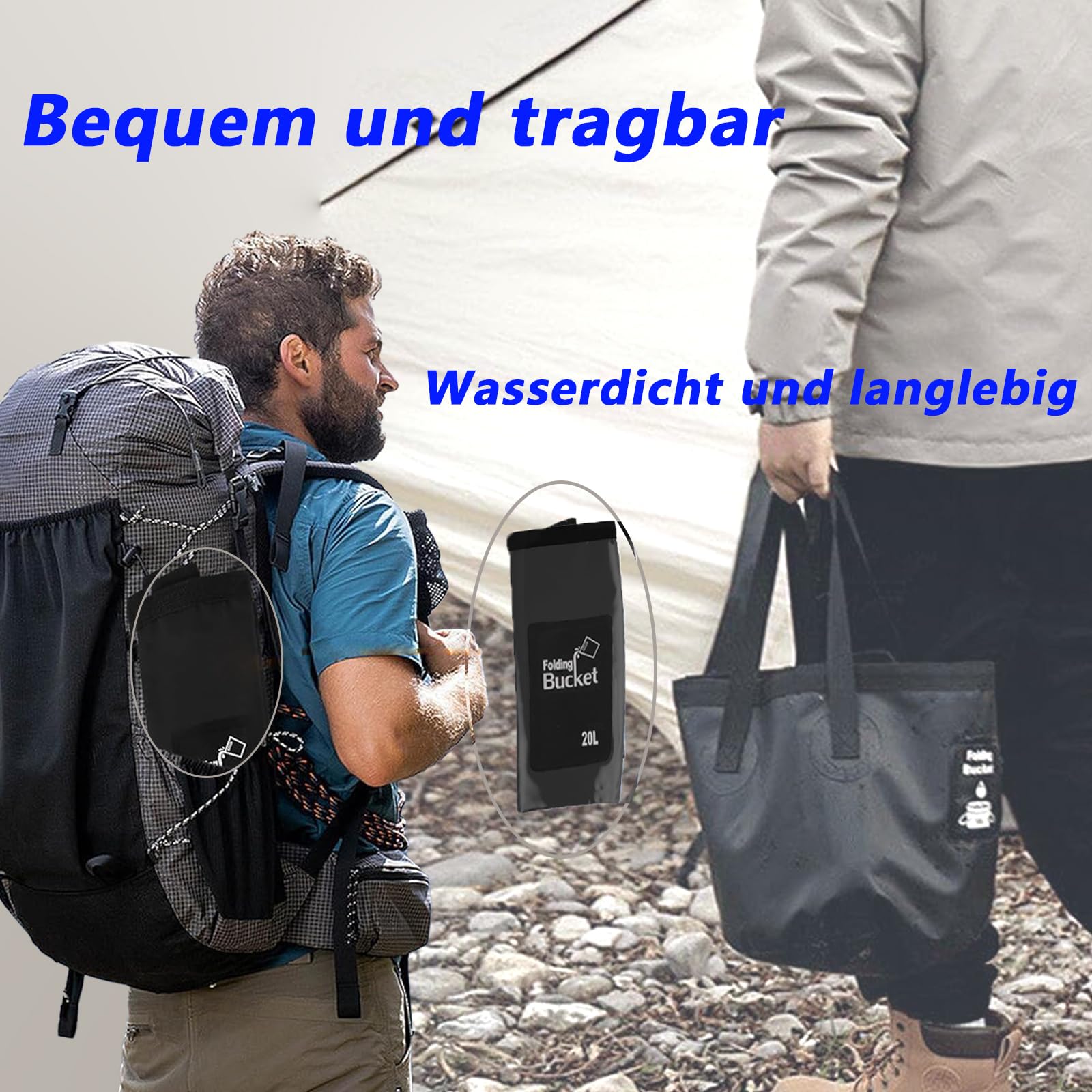 Seau Pliable,Seau Pliable Multifonctionnel, pour Les Voyages, la Randonnée, la Pêche, Le Canotage