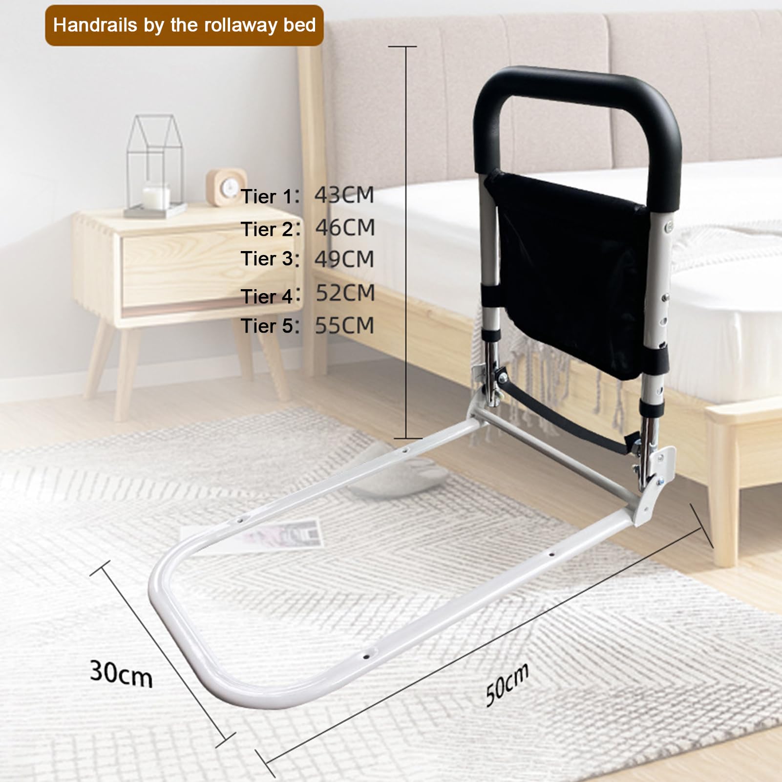 Cama ajustable con control remoto y luz con sensor – Asa de seguridad para cama y protectores de cama para adultos mayores, ideal para personas mayores que viven a diario, protector de cama res