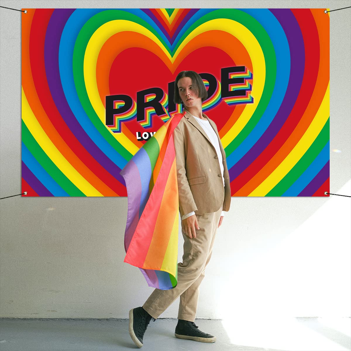 Love Is Love Regenbogen-Wandbehang – 180x110 Cm, Oxford-Stoff, Bunte Pride-Deko Für Party, Fotohintergrund & Events