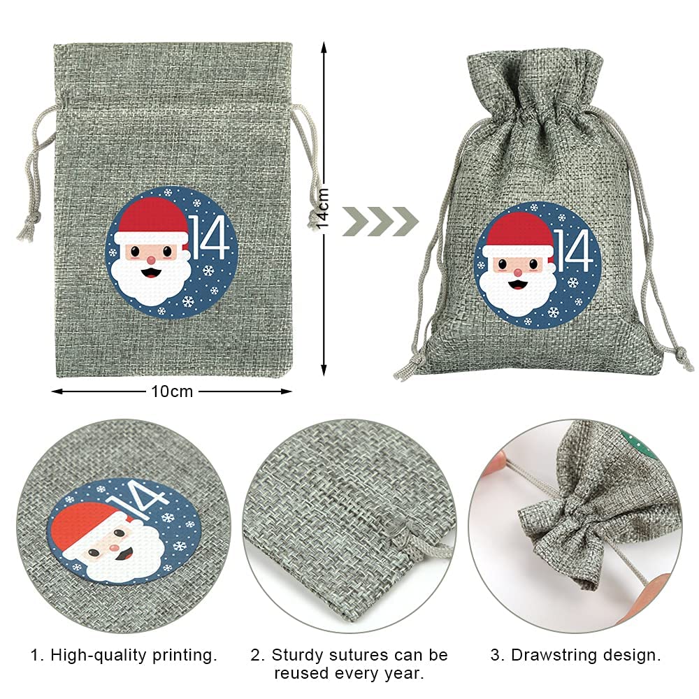 Calendrier de l'Avent KESSER® à remplir soi-même 24 sacs en jute Sacs de Noël en