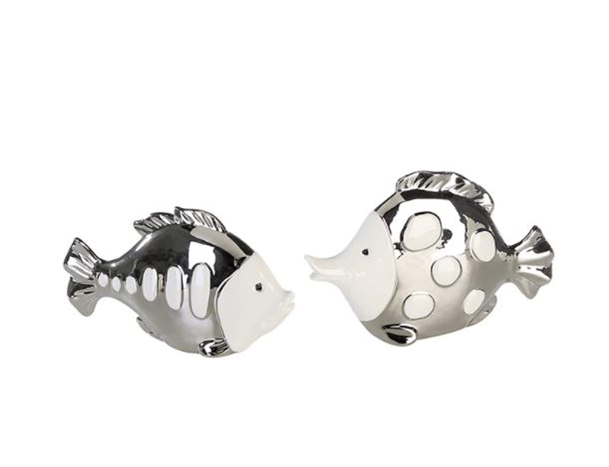 CasablancaModern Sculpture Fish Bathroom Decoration Ceramic White / Silver Length 15 cm Height 10 cm
