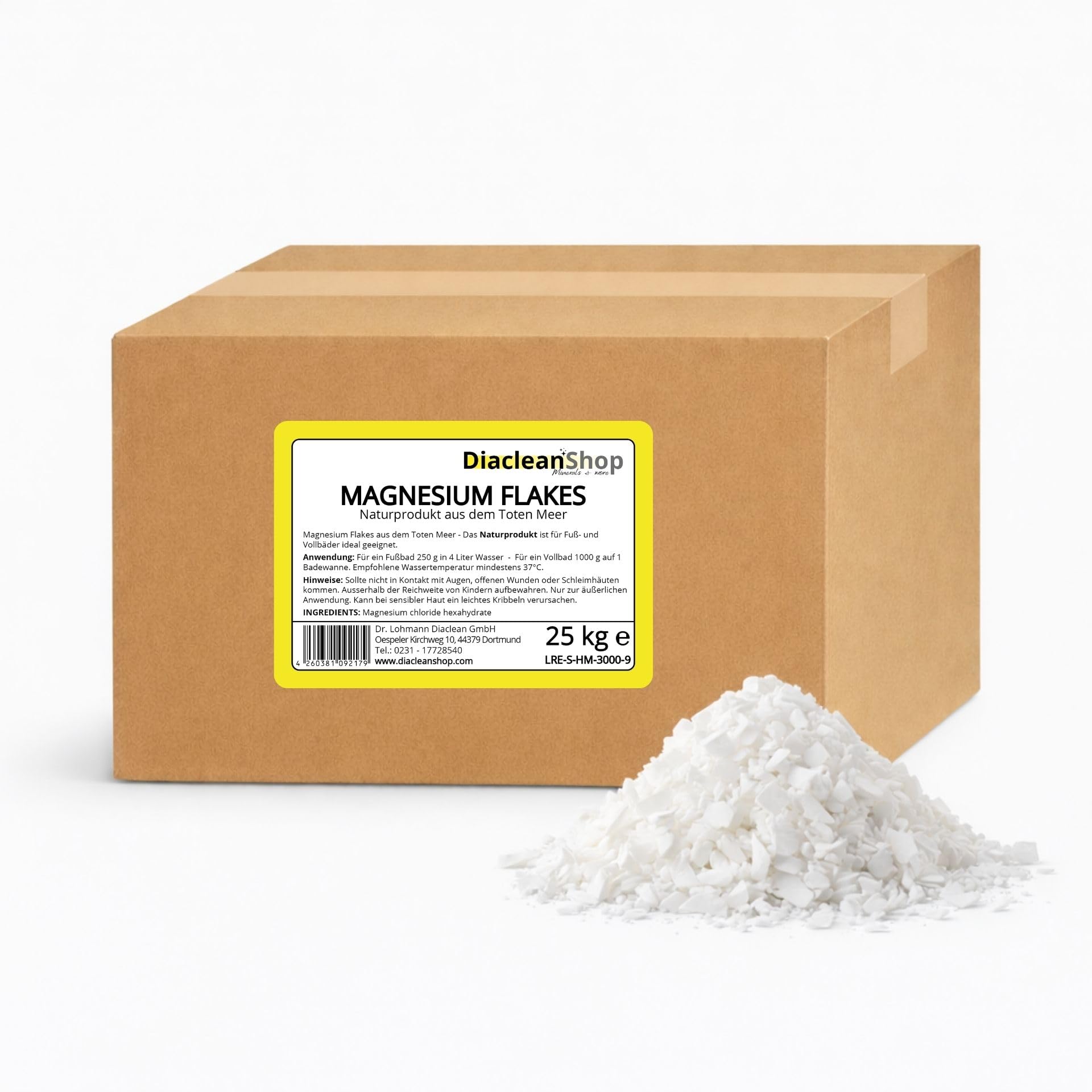 DIACLEANSHOP Magnesium Flakes Totes Meer 25kg Magnesiumchlorid Hexahydrat