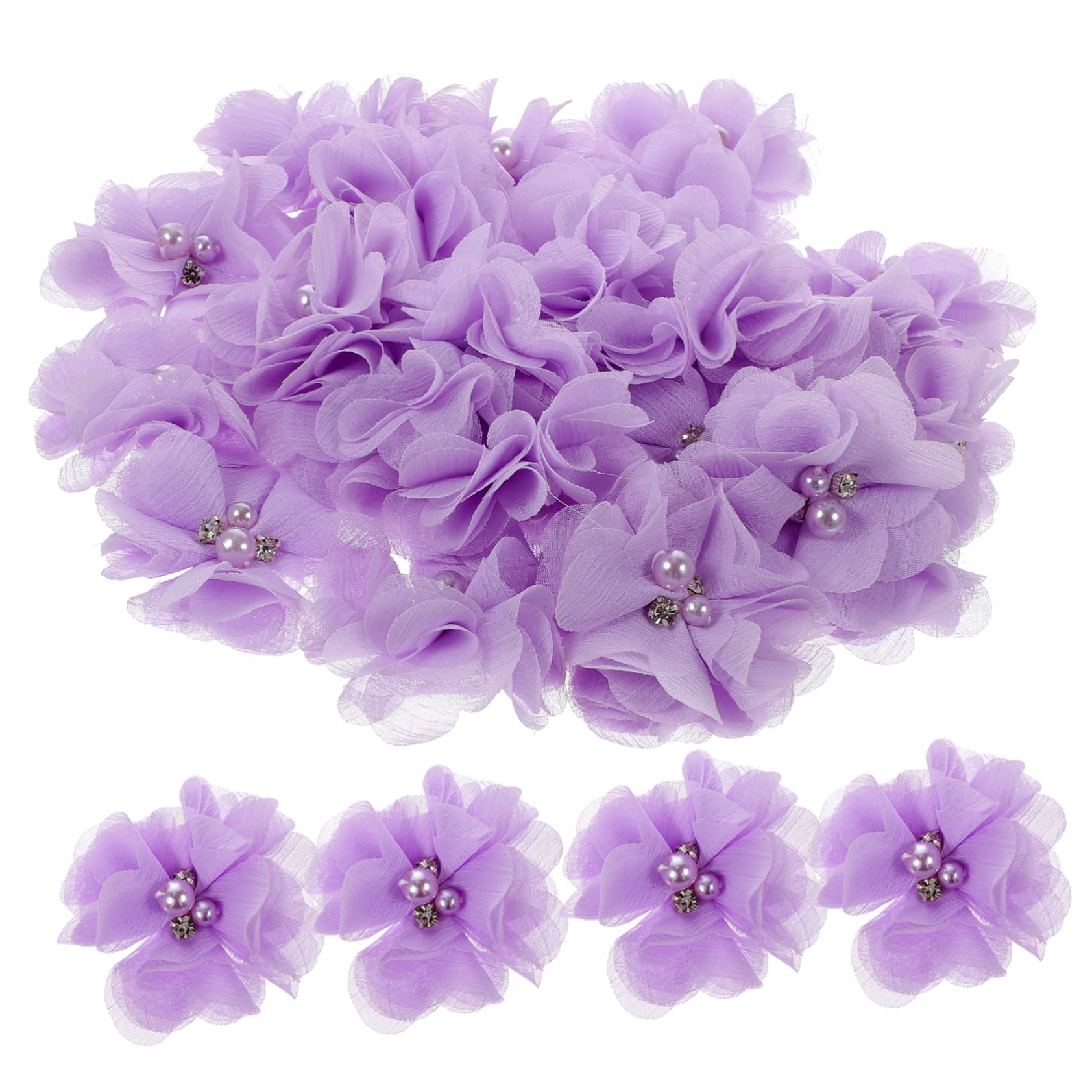 TEHAUX 90pezzi Pz Fiori Chiffon Multi-funzione Per Decorazioni Fai Da Te Applicazioni Floreali Per Cucito Accessori Per e Decorazioni Festive