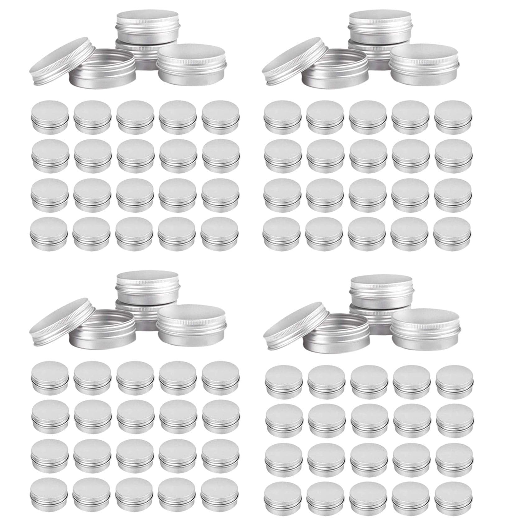 Hndhbfgrt 192 Pcs 1 Oz Tins Silver Aluminum Tins Cans Top Round Aluminum Tins Cans with Lid Lid Containers