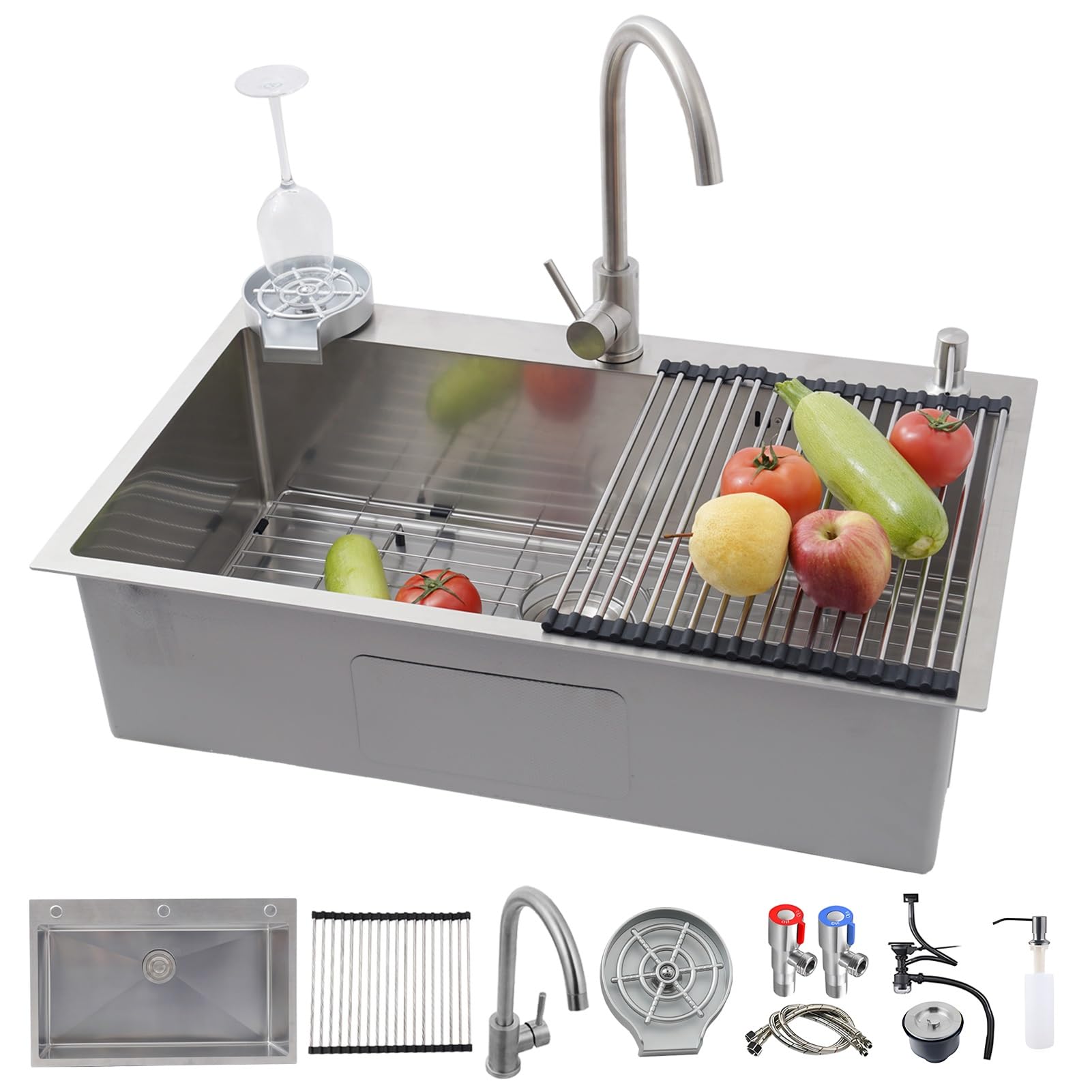 Fregadero un seno espacioso de acero inoxidable de 70 cm que elimina la falta de espacio en cocina