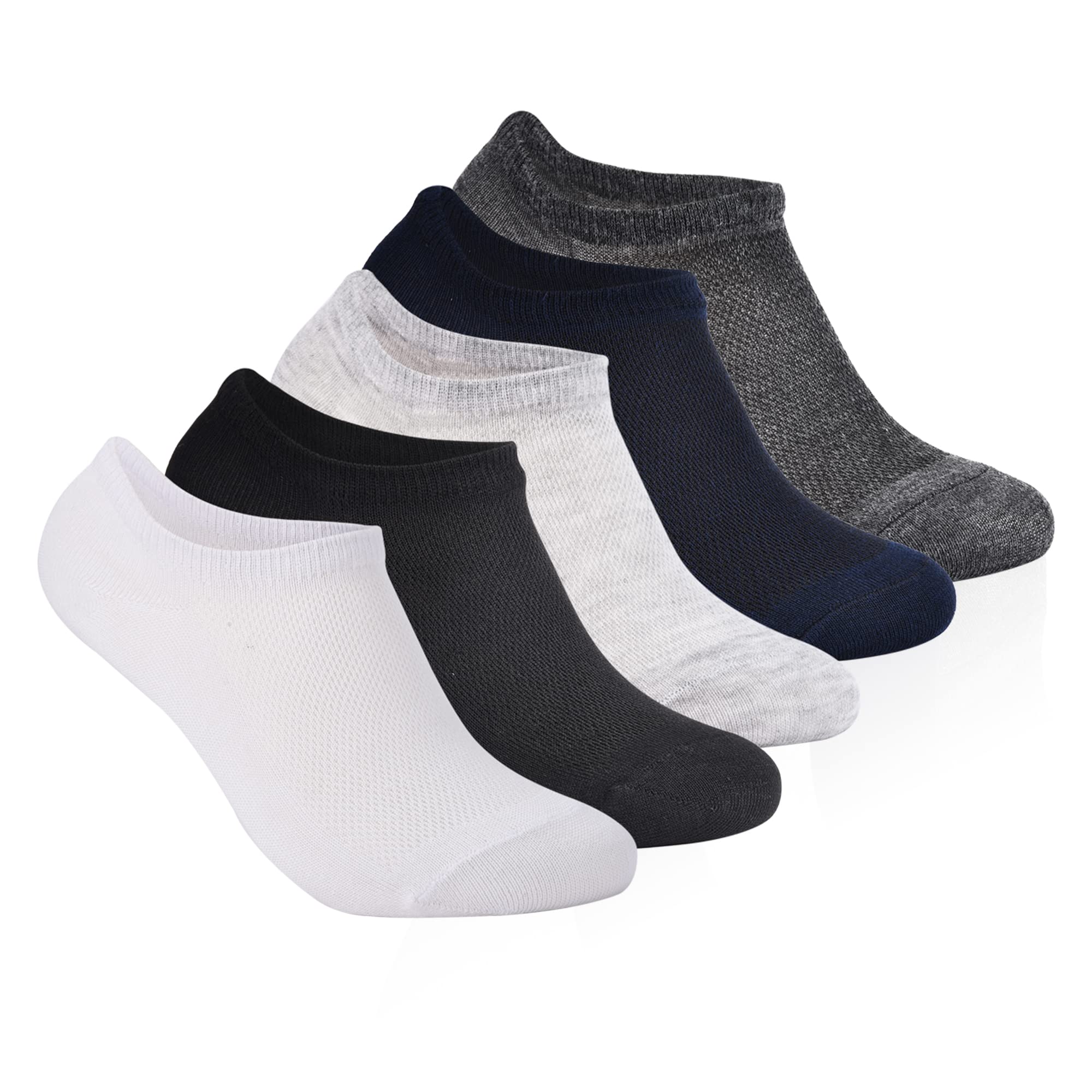 Tex Homz Solid Cotton Low Cut Loafer Socks for Men and Women (Multi-Coloured) Pack Of 5 Pair (Free Size)