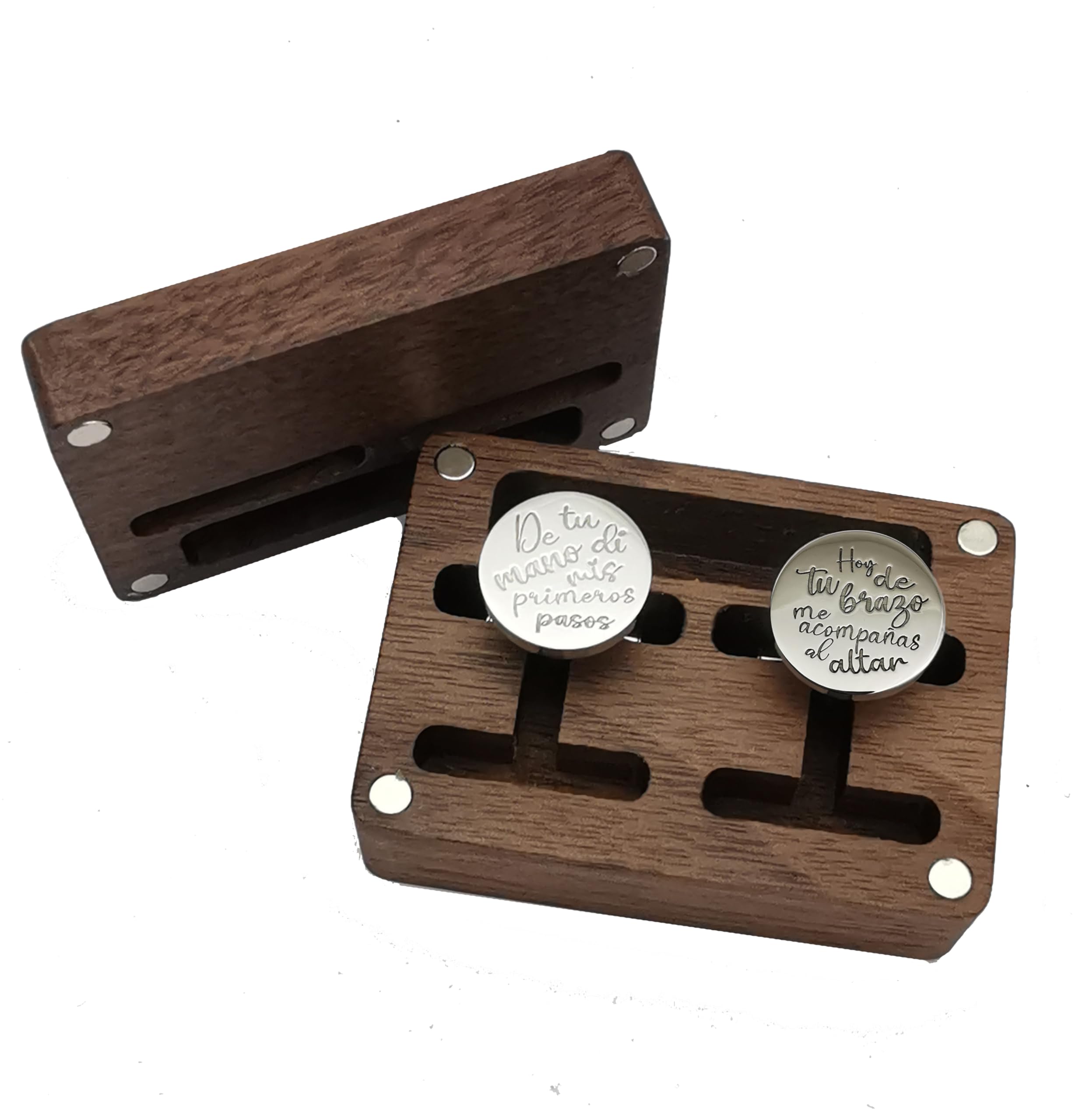 EKONAT JOYERIA PERSONALIZADA Gemelos Padrino Boda personalizados en acero- Regalo original padrino en acero inoxidable- Gemelos camisa hombre acero (Acero inoxidable) Regalo Personalizado Padre Gemelos Camisa bodas