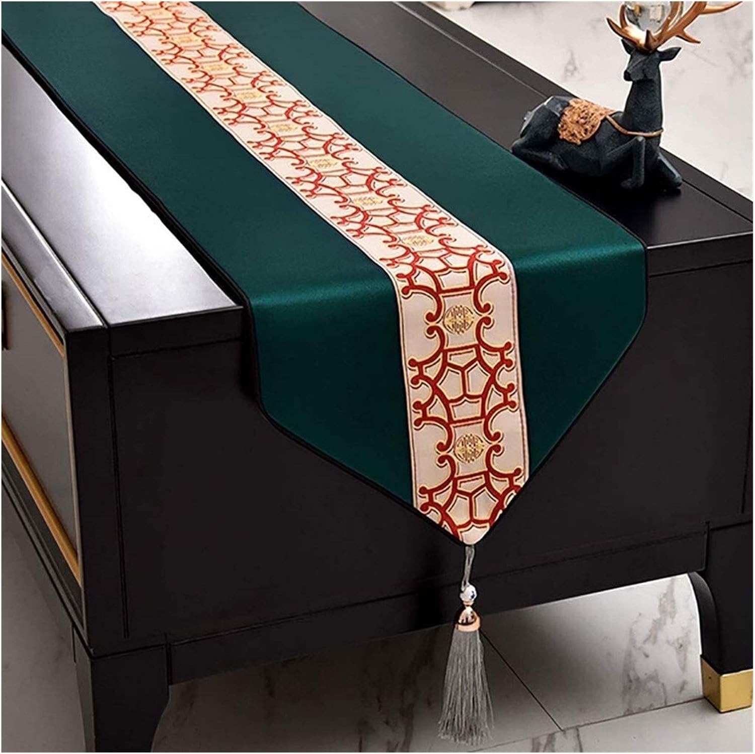 Table Runners Home Kitchen Table Runners Embroidered Flowers Table Runner Antique Gold Christmas Table Runner with Tassels Table Runners Chair Wedding Party Table Dec (Yellow 34x280cm)