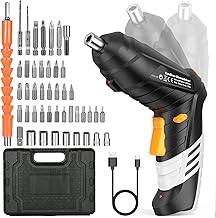 Small Cordless Screwdriver - 3.6V Mini Electric Screwdriver with Battery, 90° Folding Electric Screwdriver Set with 47 Pieces Accessories, 2 Rotation Ways, LED Light