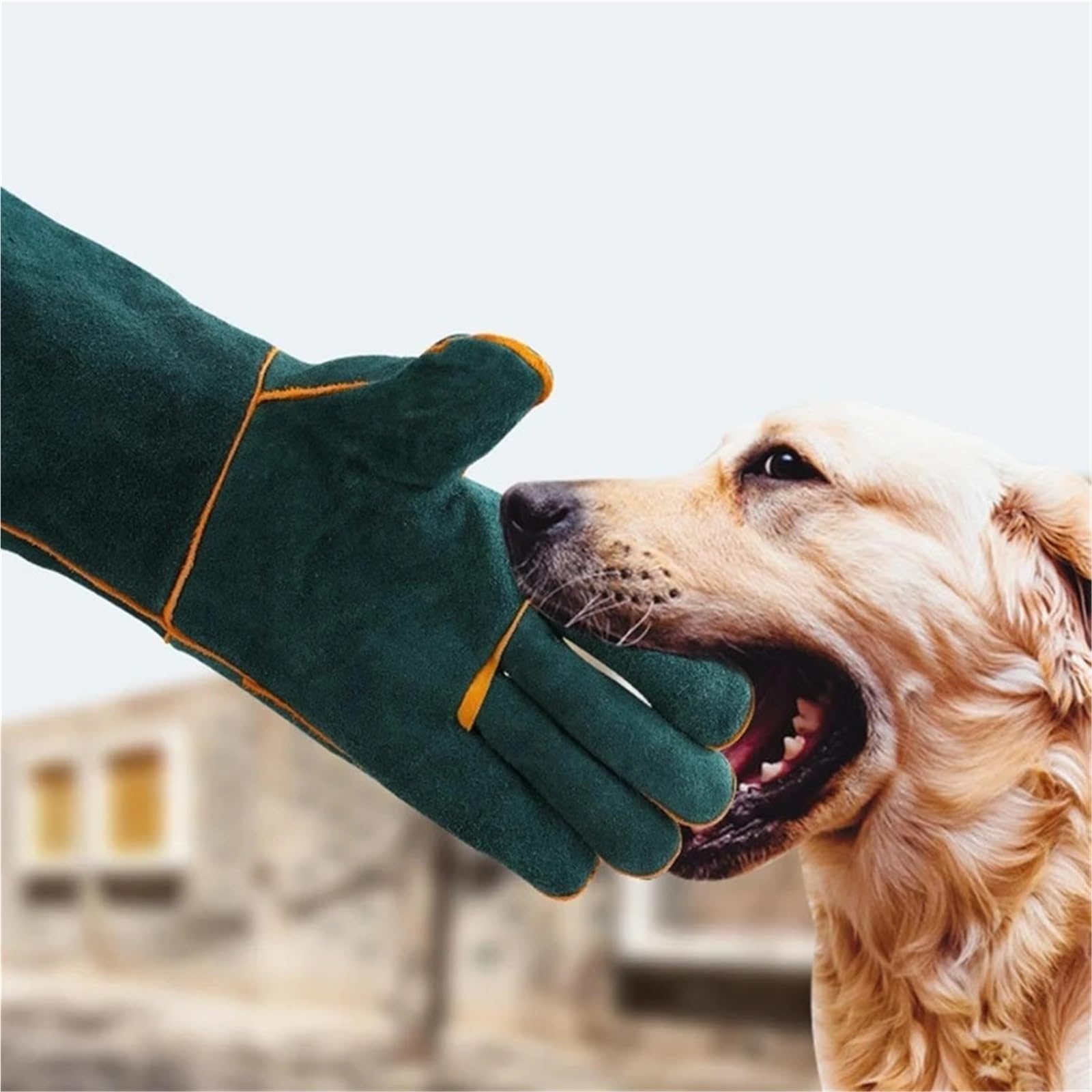 Guantes Anticortes, Guantes de seguridad y trabajo de piel de vacuno, de manga larga, resistentes a cortes, for soldadura TIG, MIG, motosierra, construcción y jardinería. | 60cm
