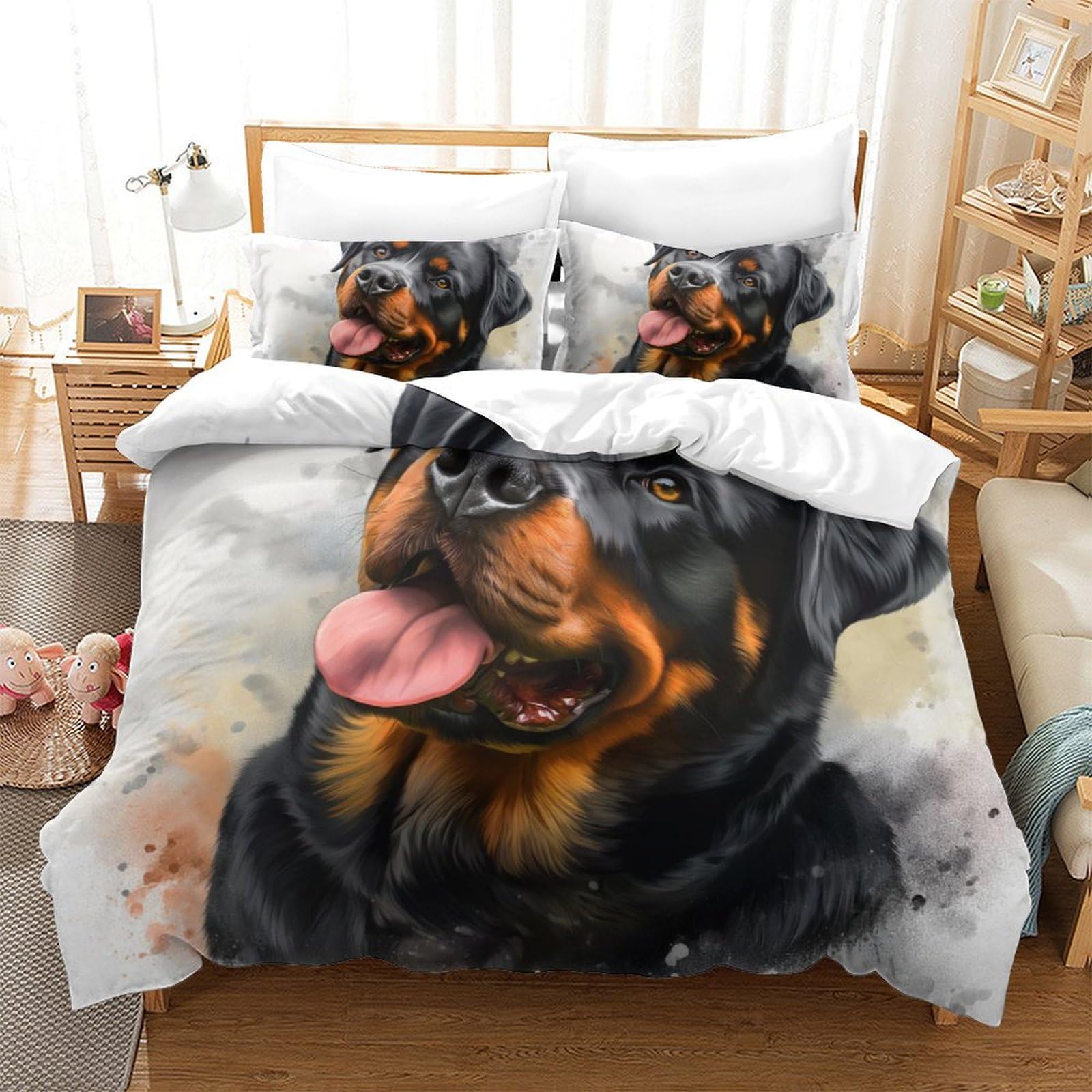 Housse de couette 3D literie microfibre respirante motif animal Rowena Super King 260x220