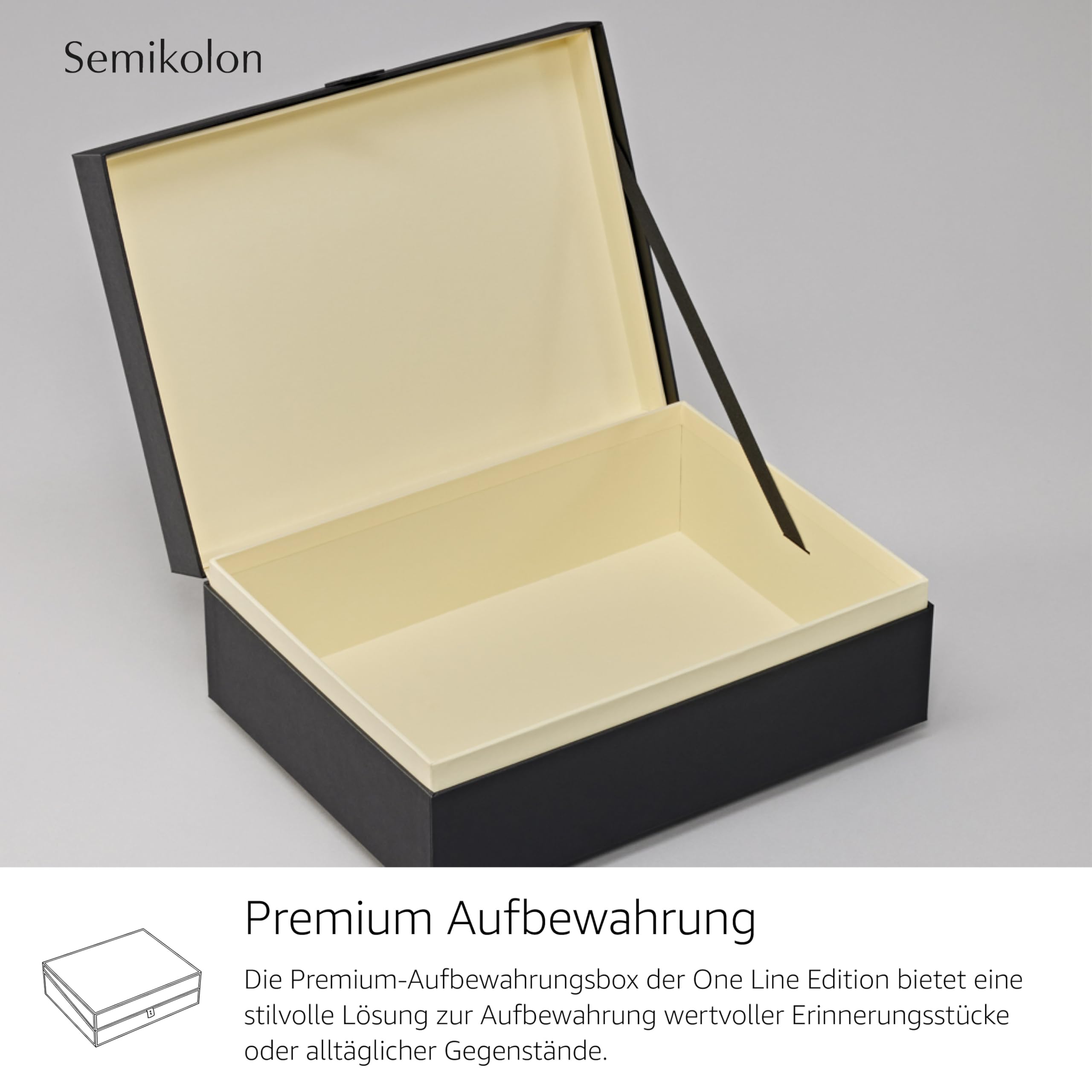 Semikolon 373050 Premium Aufbewahrungsbox One Line Edition - Geschenkbox Large 31 x 23 x 12 cm - Black