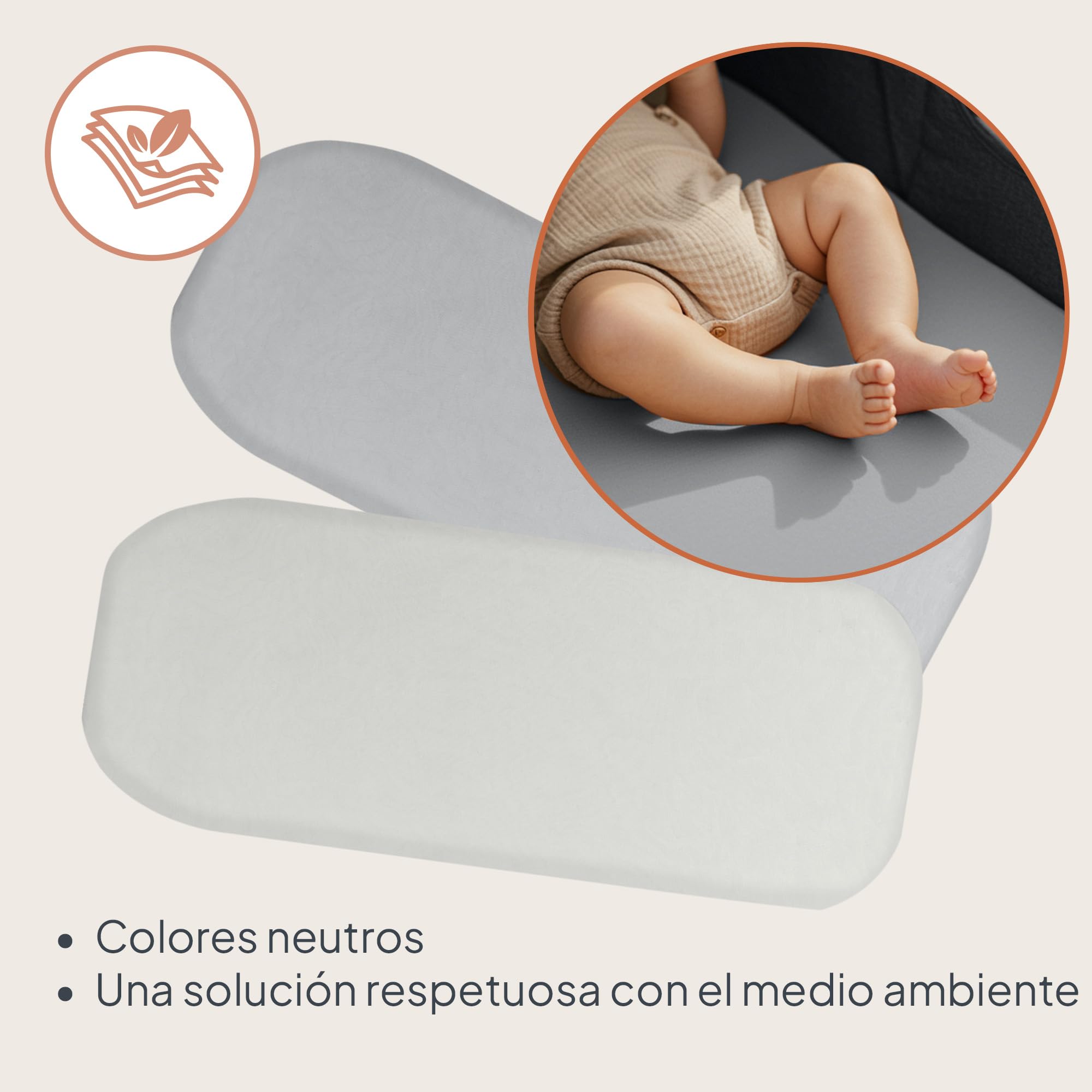 LIONELO Sábana Bajera de Bambú con Elástico 70x28 cm, Juego de 2 uds. Infantil, Capazo y Cuna, Material Natural, Transpirable y Suave, Agradable a la Piel, Bamboo Sheet
