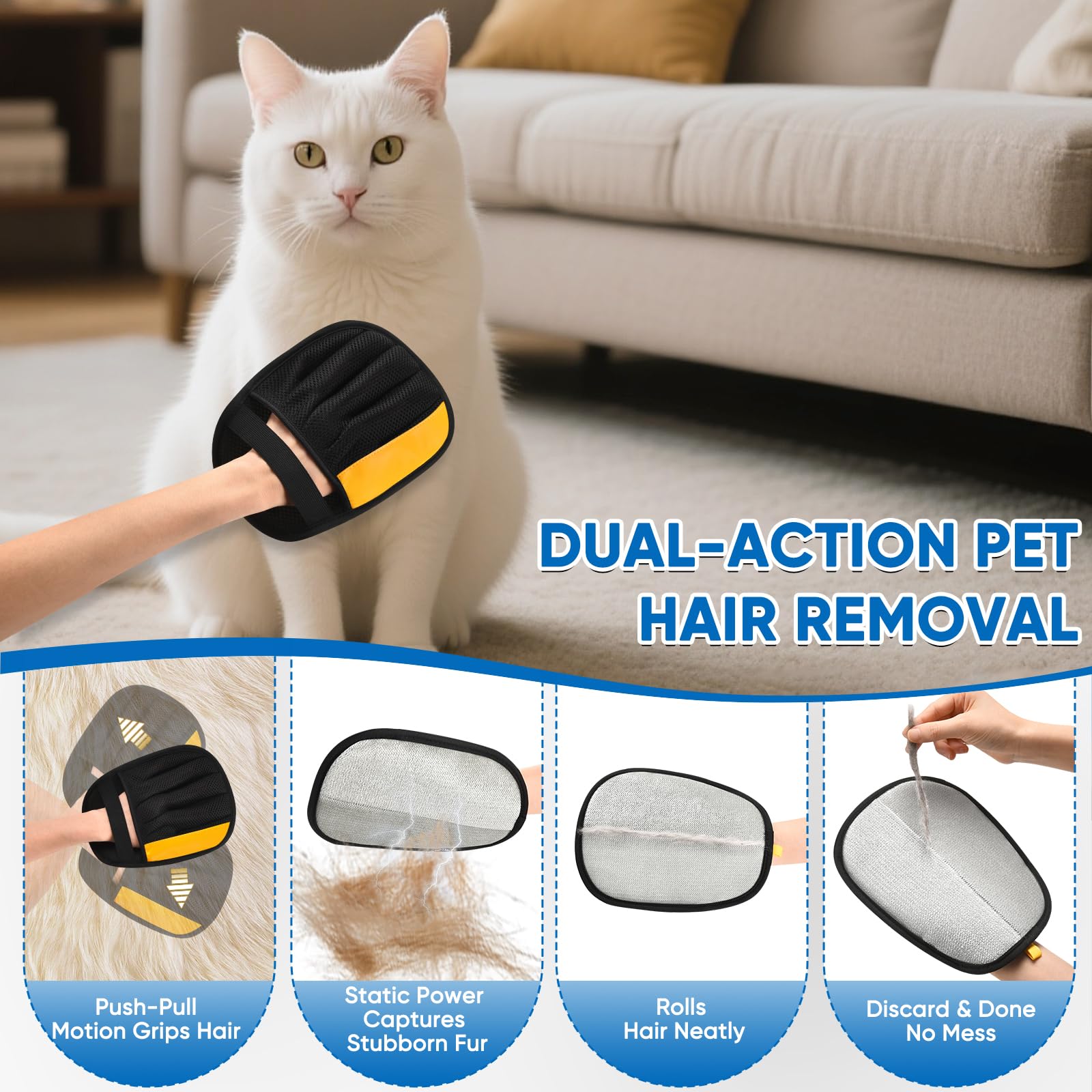 Jimtoiny Electrostatic Pet Hair Removal Glove, Five-Finger, Grooming Mitt 1
