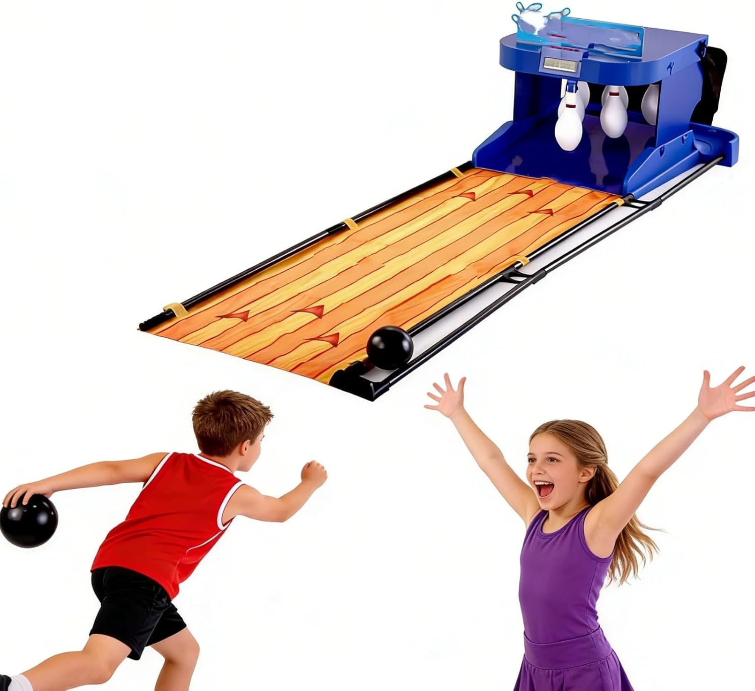 Bowling Arcade Machine, Indoor Bowling Ball Sports Game Console,Foldable Electric Bowling Machine,with Automatic Reset, LED Scoreboard & Simulation Sound, for Children and Adults