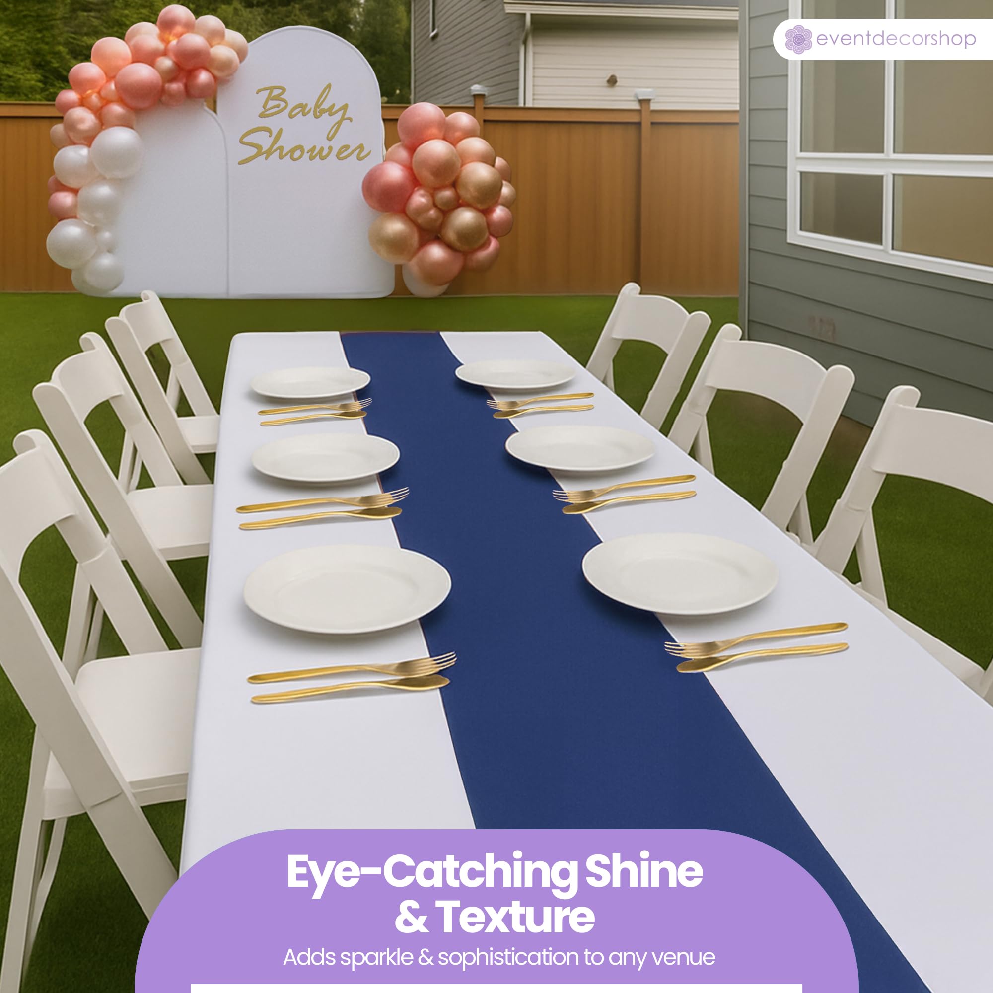 Event Decor Shop Camino de mesa azul marino para mesa de comedor de 11 x 108 pulgadas, camino de mesa de seda satinada, sin arrugas, elegante camino de mesa de satén para decoración de bodas, comedor