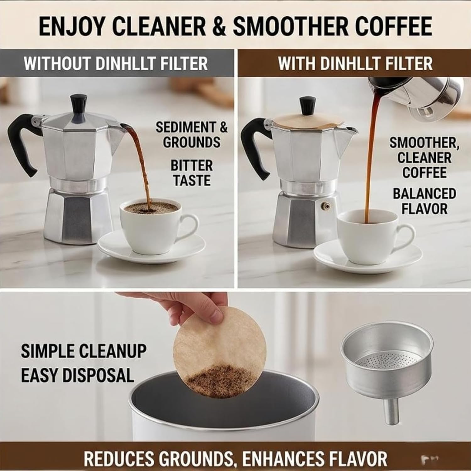 100Pcs Coffee Filter Moka Pot Filter Paper, 58 mm Unbleached Round Coffee Paper Filter for Espresso Machine, Disposable Coffee Filter Compatible with Espresso Coffee Maker image 2