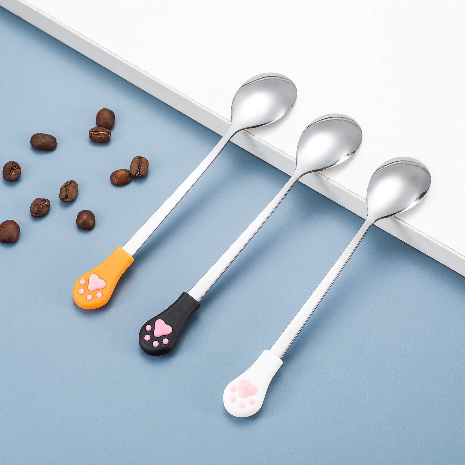 Cat Spoon ORUZA 4PCS Pet Food Spoon, Cute Paw Cat Can Spoon, Stainless ...