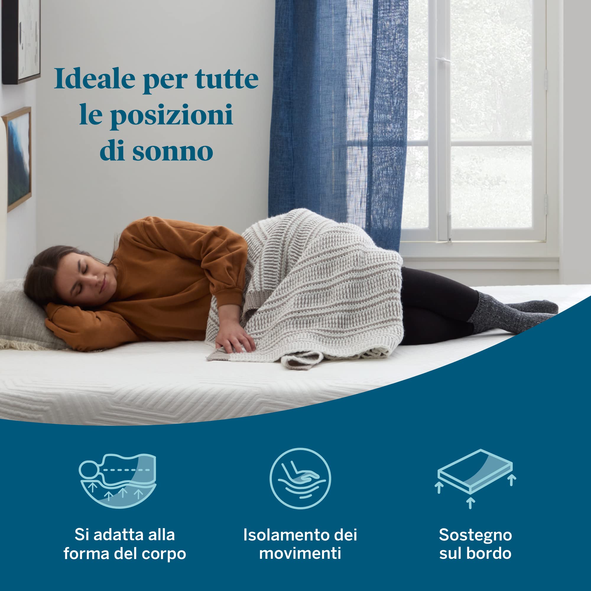 LUCID Materasso Hybrid, Alto 25cm – Memory foam & molle insacchettate – Con carbone di bambù e aloe vera – Traspirante – Rigidità media – Singolo 90x190 cm