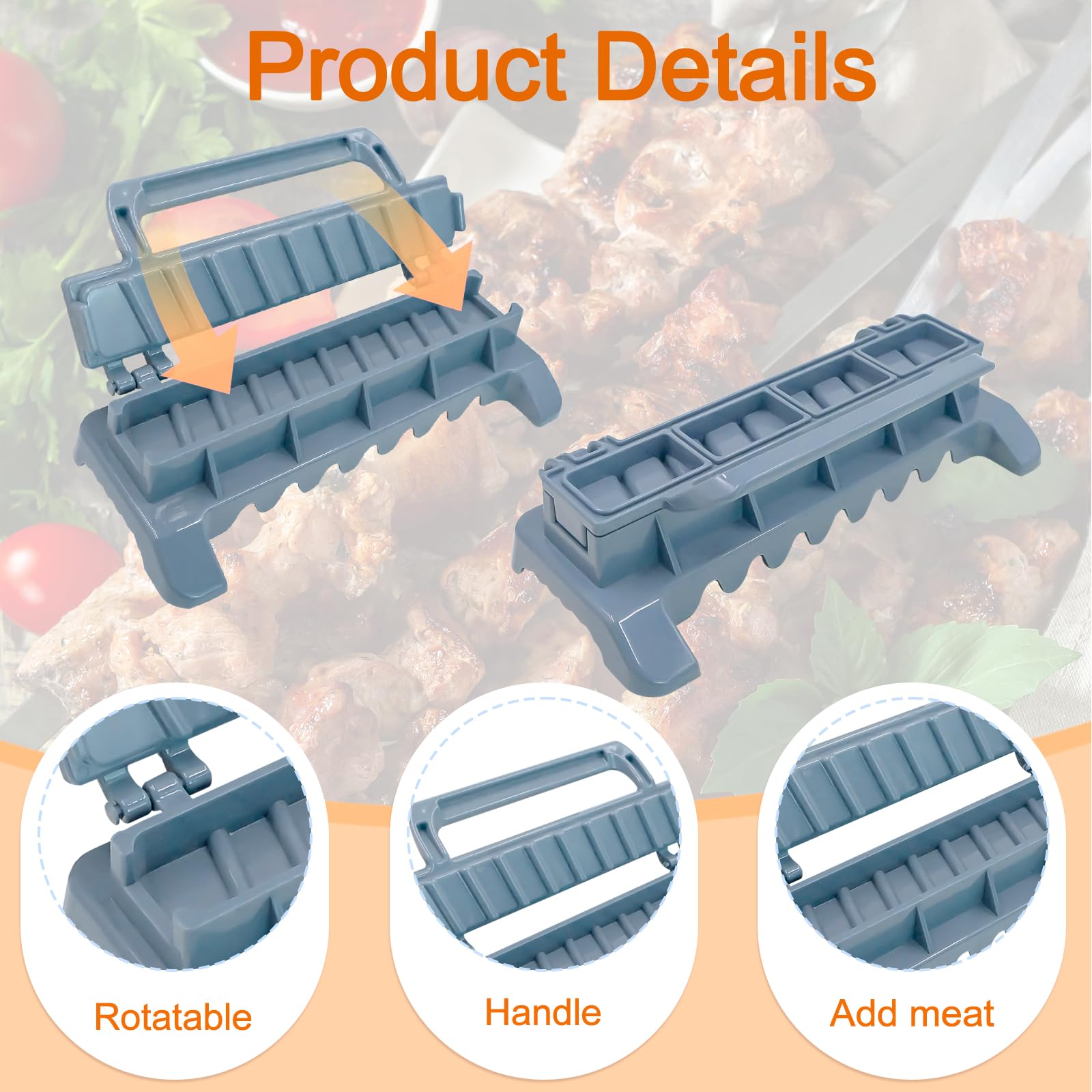 Kebab Maker - Spiedini per kebab e kebab manuali, spiedini per barbecue, facile da usare, kebab essenziali, in plastica