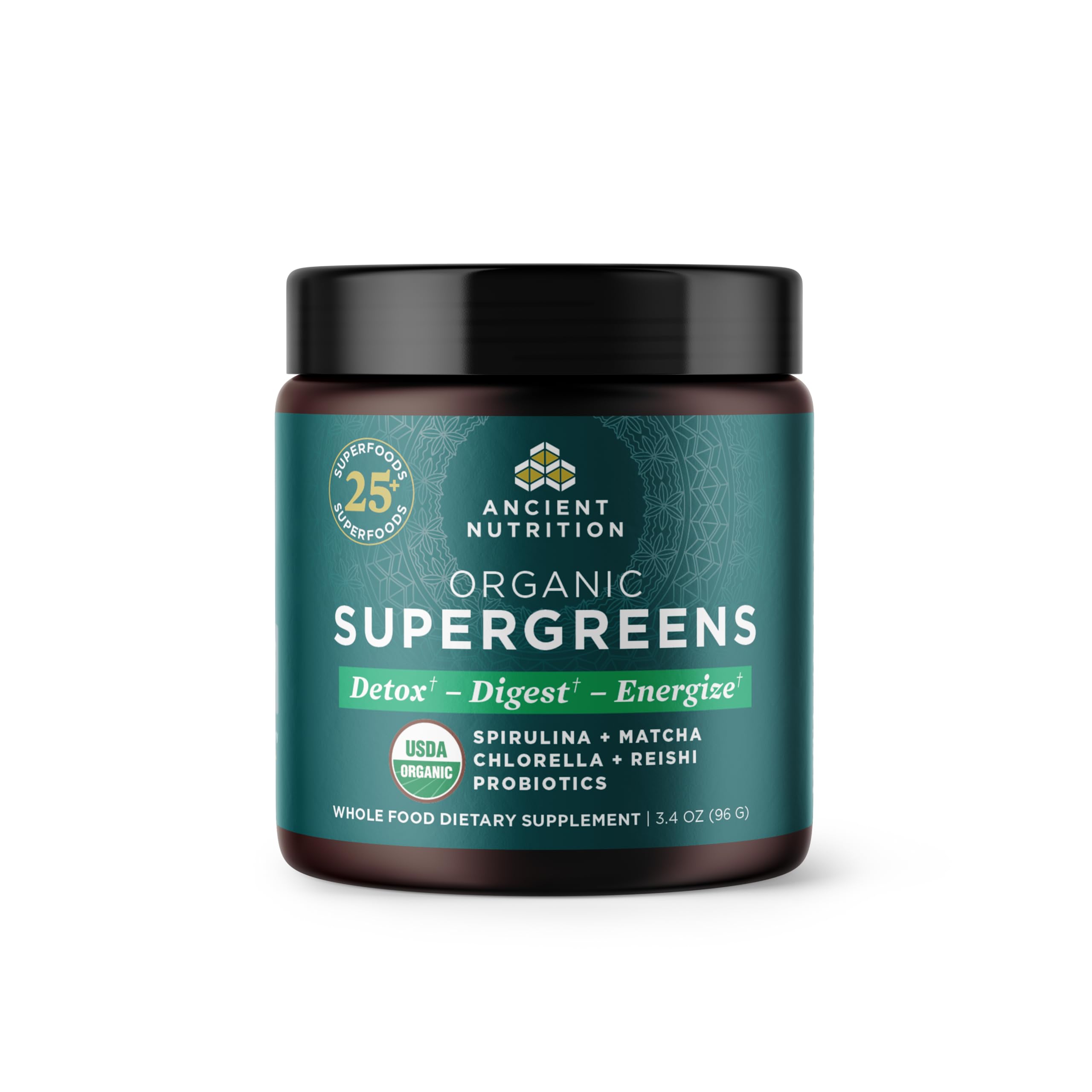 Ancient Nutrition Organic Super Greens Powder, Probiotics, Spirulina