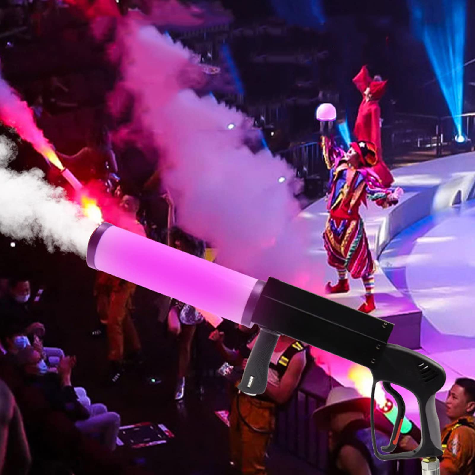 Pistola De Columna De Aire LED para Fiesta, Pistola De CO2 Criogénica De Mano, Efecto De Chorro De DJ En Club Nocturno, Colorido con Manguera De Gas, Pistola De Humo, Efecto De Escenario