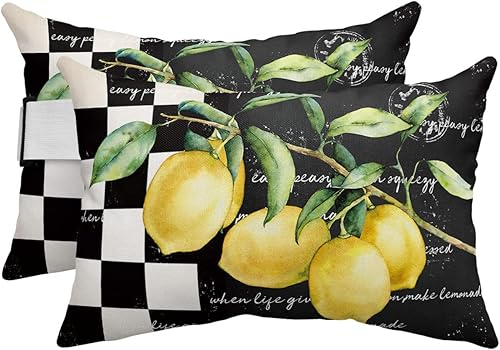 Miniatura 8 de Geometry - Almohada para la cabeza del sillón de exterior, 2 paquetes de 2 fundas impermeables para reposacabezas lumbar, funda con inserto y banda