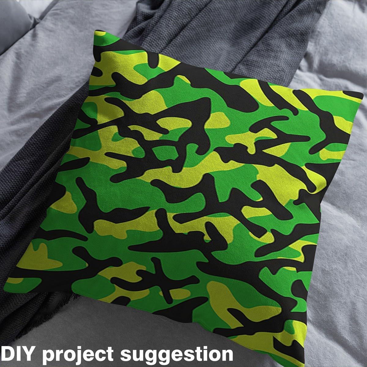 Feelyou Camouflage Upholstery Fabric by The Yard, Camo Reupholstery Fabric for Chairs,Military Style Decorative Waterproof Outdoor Fabric, 2 Yards,Light Green Grey Black