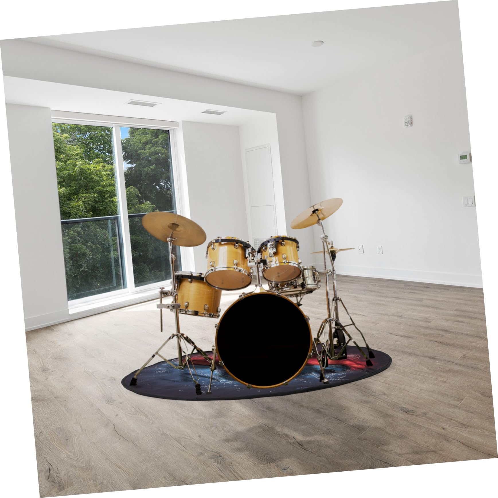 BESPORTBLE Tappeto per Batteria Professionale Ispessito Antiscivolo 120 Cm Fondo Fonoassorbente e Motivo Elegante, Tappetino Smorzante per Batteria Acustica ed Elettronica, Adatto per Uso