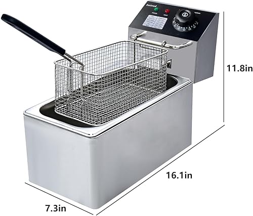 Miniatura 6 de Freidora eléctrica con cesta para uso doméstico, freidora de encimera de 1700 W, potente rendimiento, 4.2 cuartos de galón, freidora de aceite de