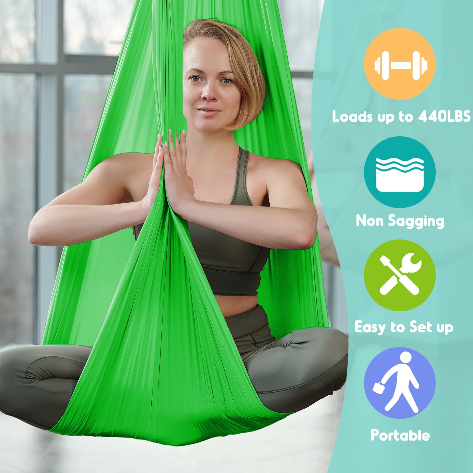 Chihee Aerial Yoga Hammock Swing Kit,Soft Heavy-duty Fabric Yoga Stretching Fitness Sling Full Rigging Hardware Easy Set-up Guide - Image 5