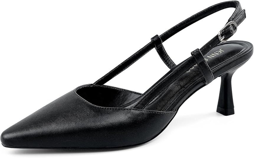 JENN ARDOR Women's Slingback Kitten Heel Closed Pointed Toe Dress Pumps Shoes for Women Comfortable Low Heeled Sandals Wedding Party Pumps