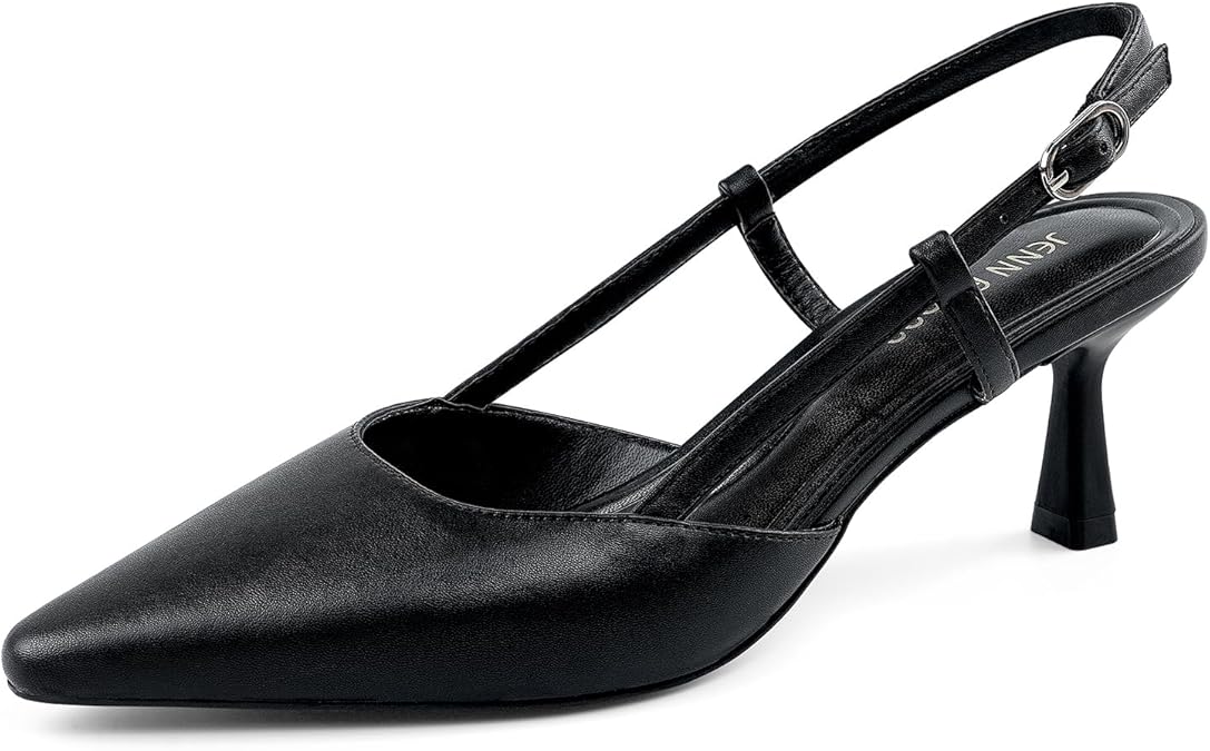 JENN ARDOR Women's Slingback Kitten Heel Closed Pointed Toe Dress Pumps Shoes for Women Comfortable Low Heeled Sandals Wedding Party Pumps